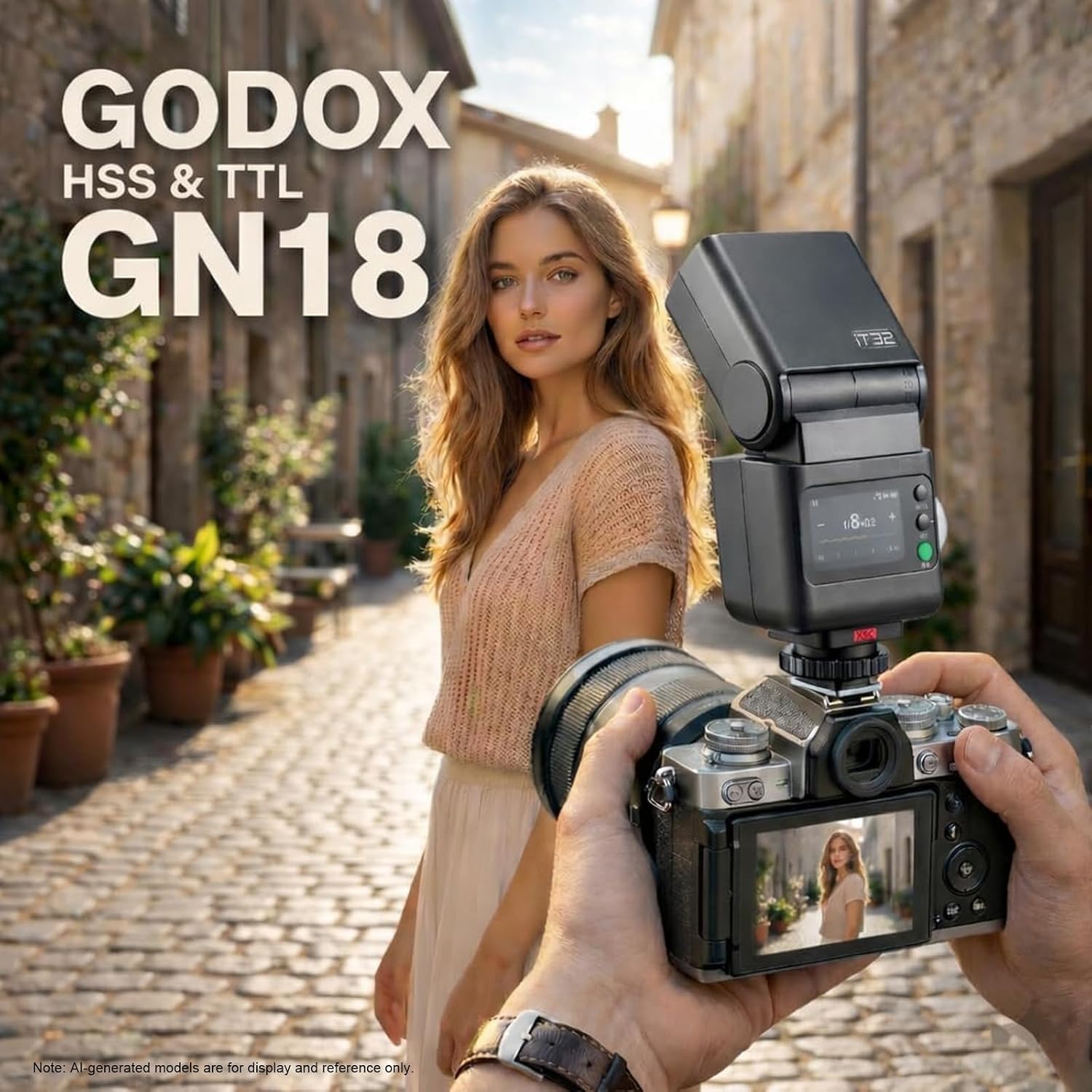 Godox IT32 TTL Mini Camera Flash with X5C Wireless Flash Trigger for Canon Cameras,Magnetic Hotshoe & Trigger 2-in-1,2.4G Wireless,GN18, Recycle Time 1.5s, Touch Screen,LED Modeling Light