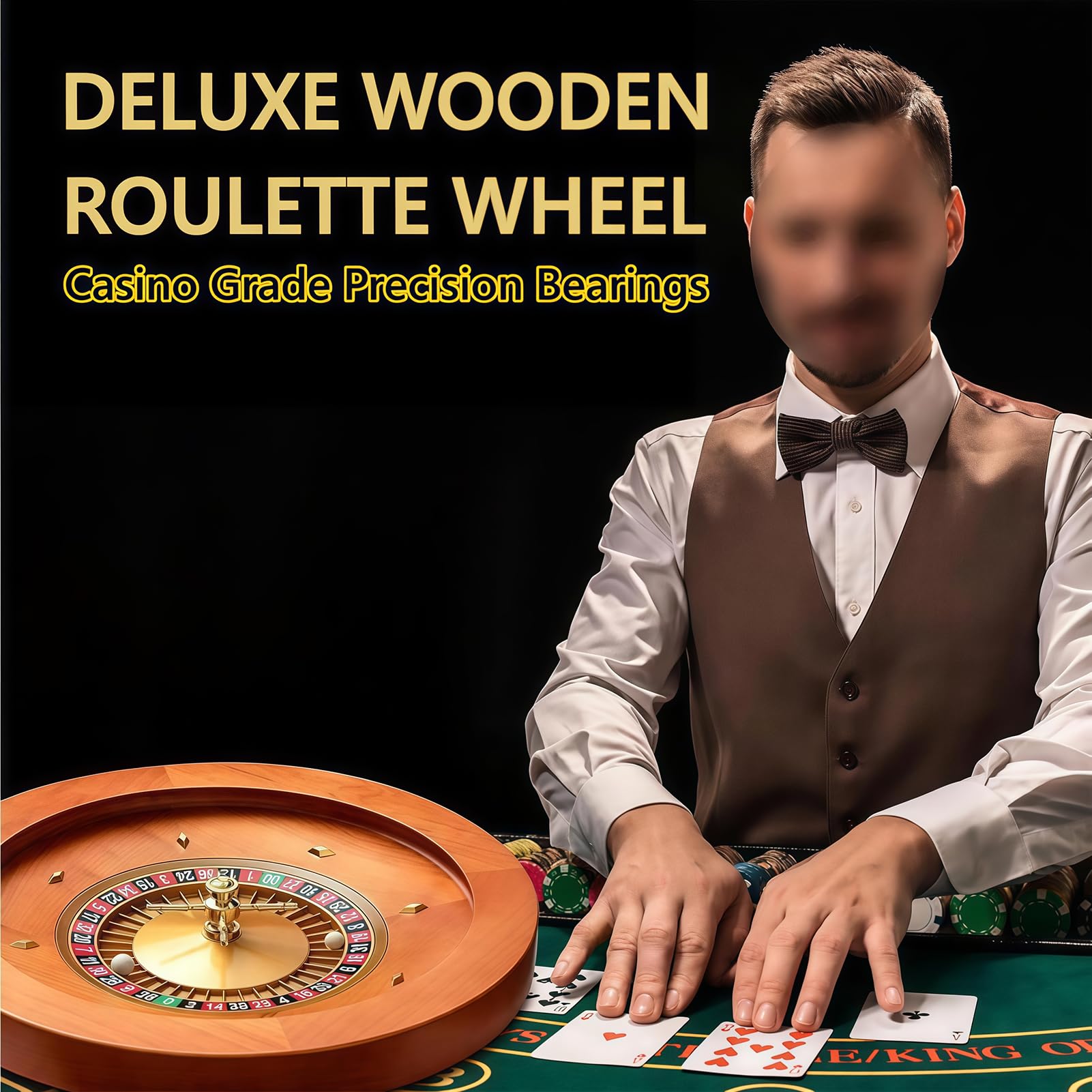 Set di Ruote da Roulette in Legno - Cuscinetti di precisione di Livello Casinò, torretta cromata, Rotazione fluida per Serate di Gioco o Uso Professionale.
