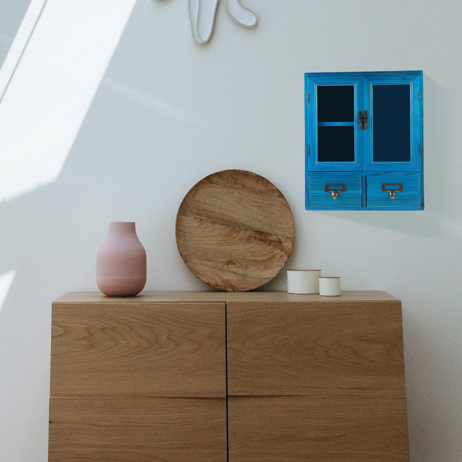 Armario de pared de madera con estantes, ideal para guardar cosméticos en el cuarto de baño y dormitorio, decoración del salón