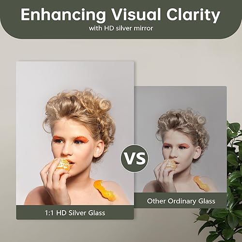 Miniatura 3 de Espejo de tocador arqueado de 36 x 24 pulgadas, espejo de baño con marco de metal negro, antioxidante, espejo de pared de vidrio templado para baño,