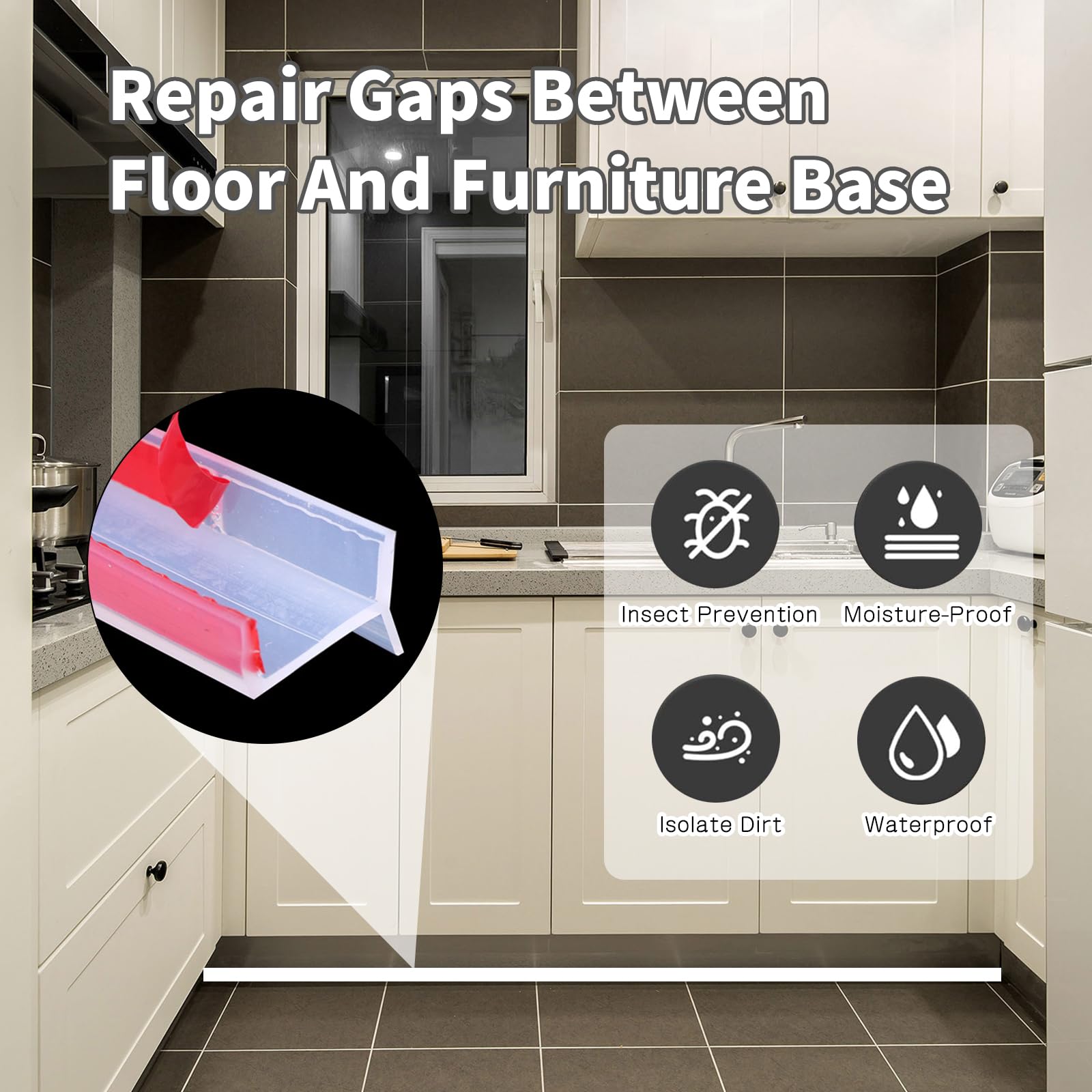 Kitchen Skirting Profile, High Elasticity Silicone for 15mm, 16mm, 17mm Wood Thickness - Image 4