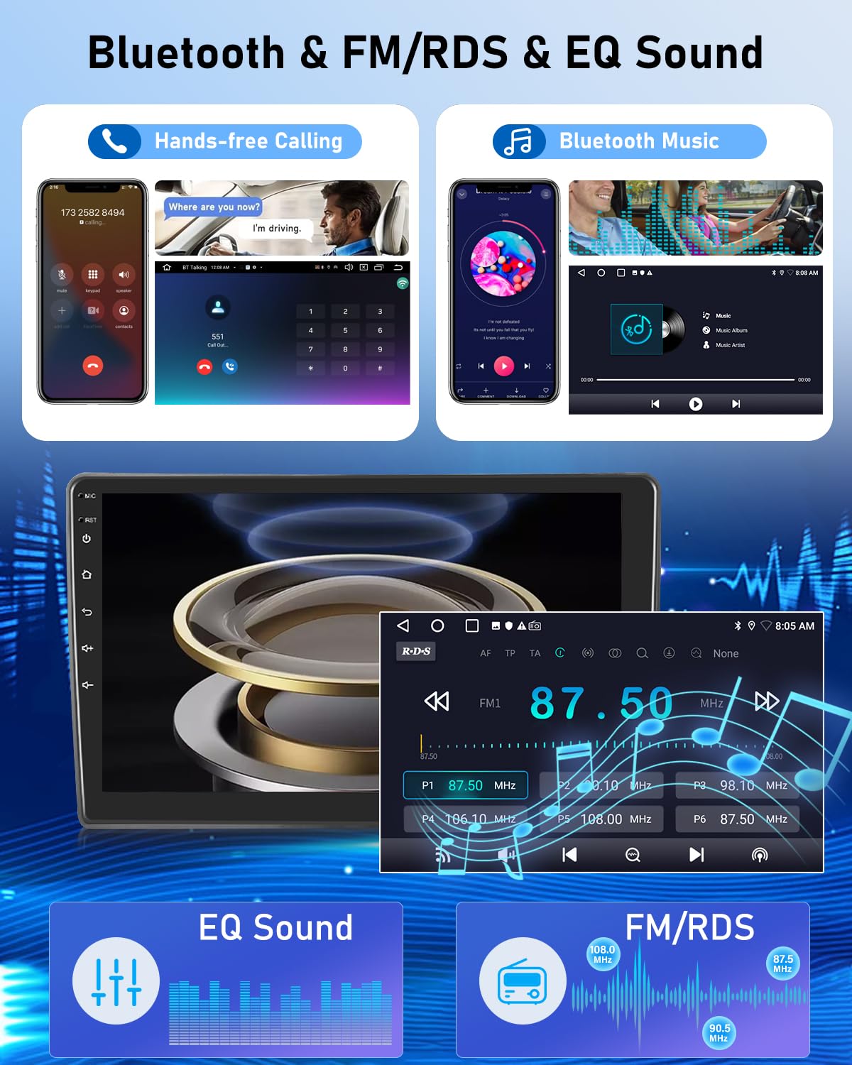 NHOPEEW Autoradio Android 2G+64G pour Citroen C5 2008-2017 - sans Fil Carplay & Android Auto - Stéréo Android 10 Pouces avec WiFi EQ GPS Mirror Link FM RDS + AHD Caméra de recul&Mic