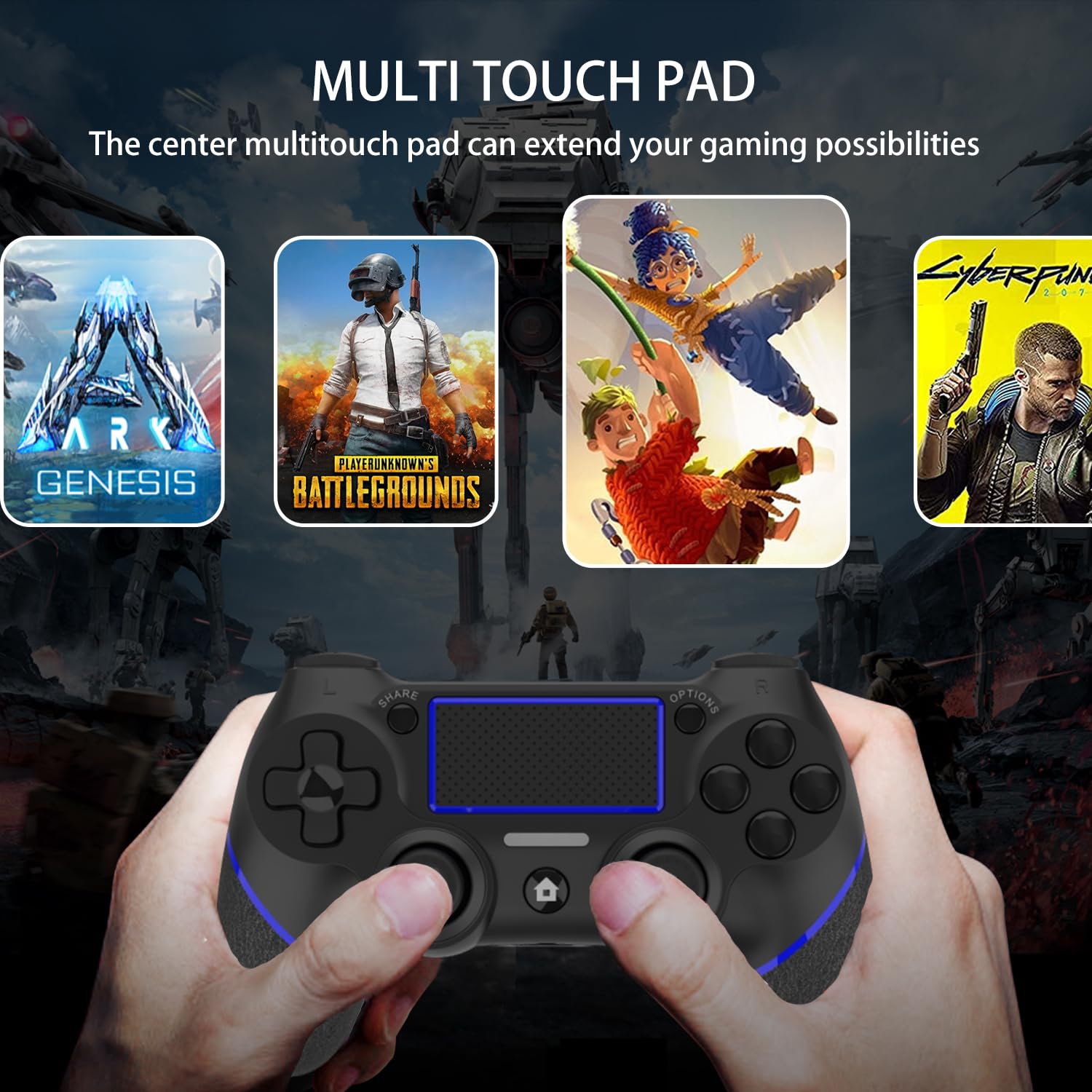 SZDILONG Verbesserter kabelloser Controller für PS4-Gamepad, kompatibel mit PS4/Pro/Slim/Windows-PC, Joystick für PS4 mit Touchpad/Stereo-Kopfhöreranschluss/Sechsachsen-Bewegungssteuerung/Ladekabel