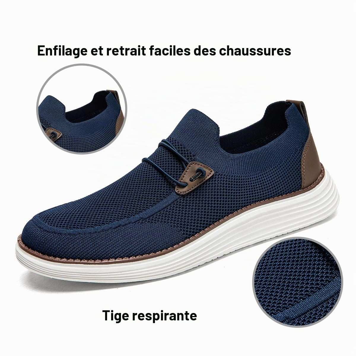 Mocassins pour Hommes Pantoufles Plates Mocassins à Enfiler Chaussures Bateau Chaussures de Marche Chaussures habillées Baskets de Fitness légères et Respirantes Confortables