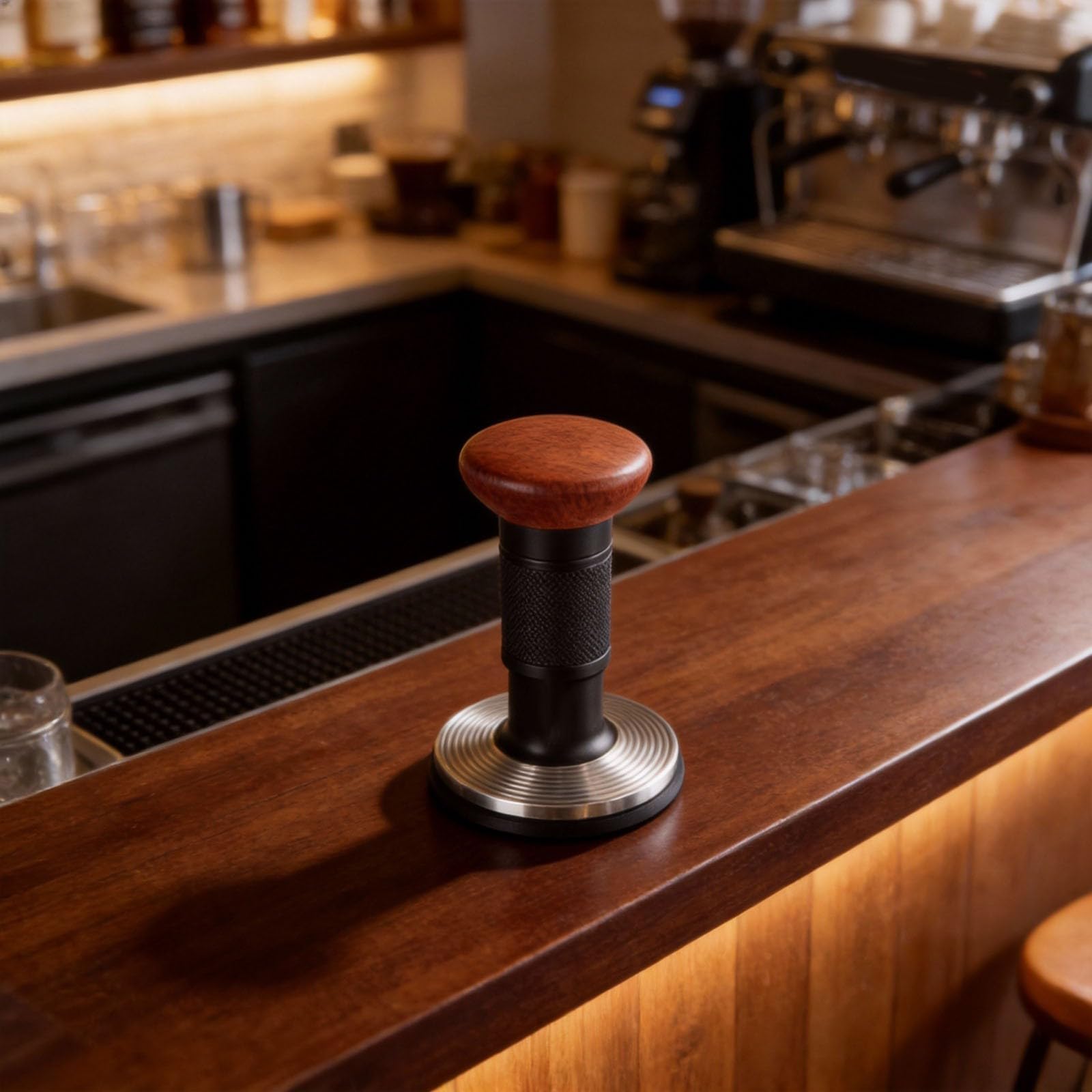 Tamper espresso 53 mm, fondo ondulato per barista per espresso (53 mm)