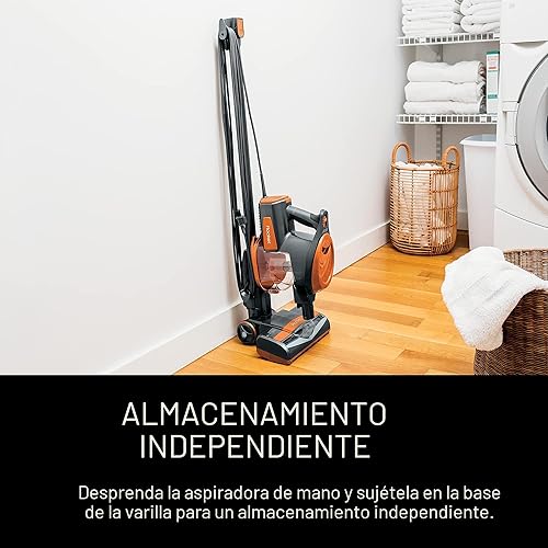 Miniatura 8 de Shark Rocket Aspiradora ultraligera sin bolsa con cable para limpieza de alfombras y suelos duros con dirección giratoria (HV301), gris/naranja