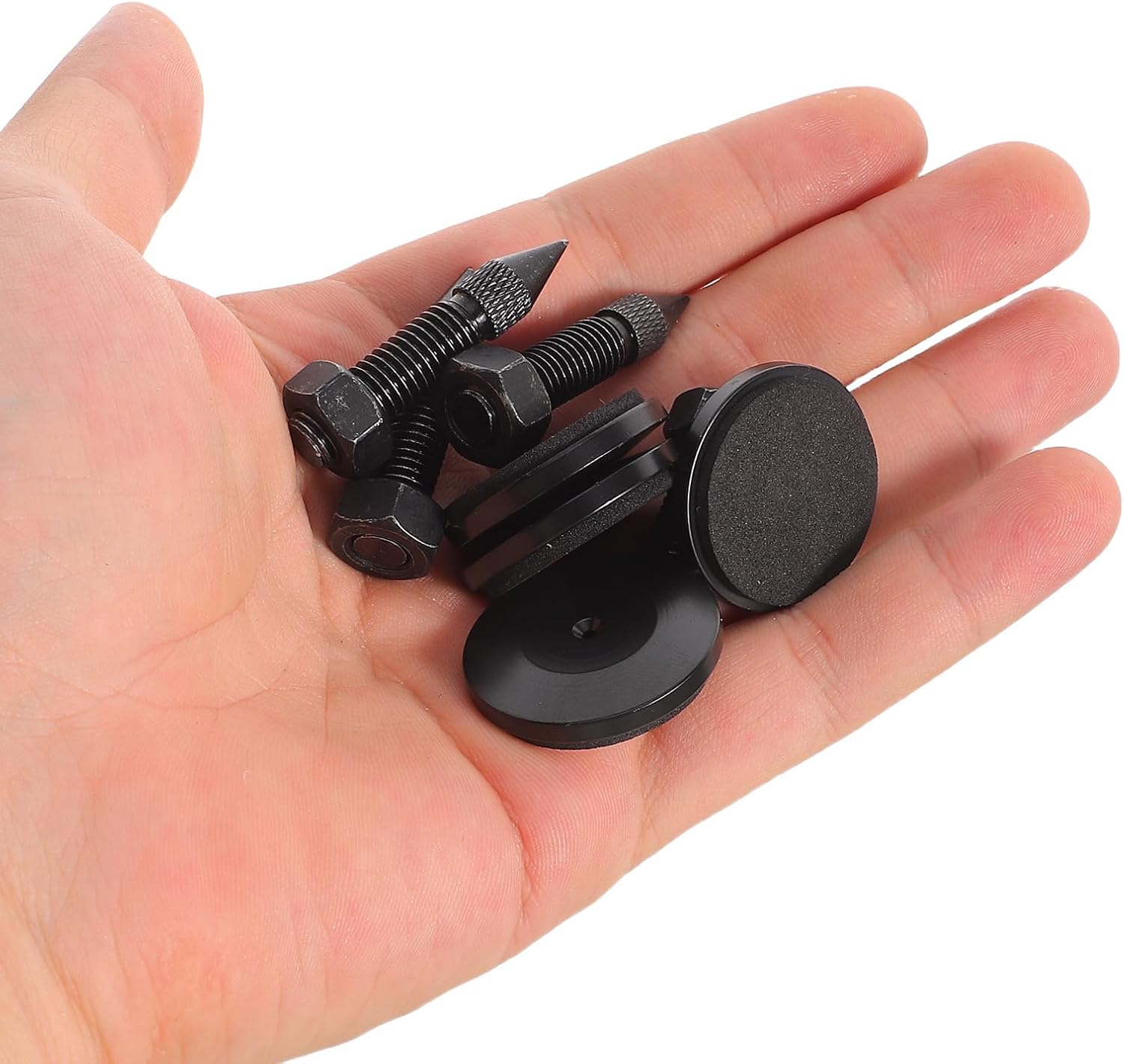 4pcs M8 Metal Speaker Spikes with Screws and Washers Black