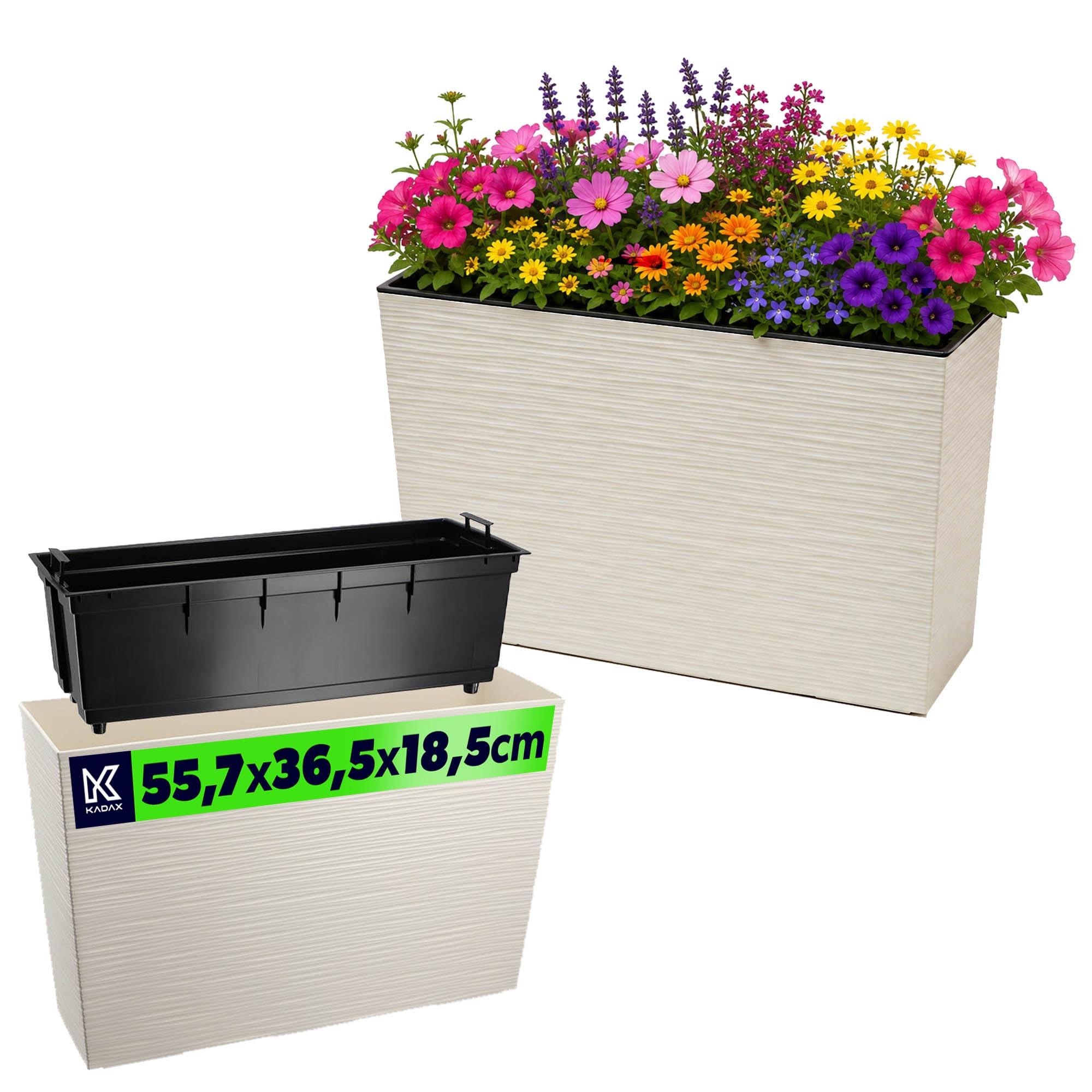 modern blumenkasten mit rankgitter Holzgartenpflanzer mit Rankgitter 112 cm, Einsatz 3x18 l, braun  homerzo