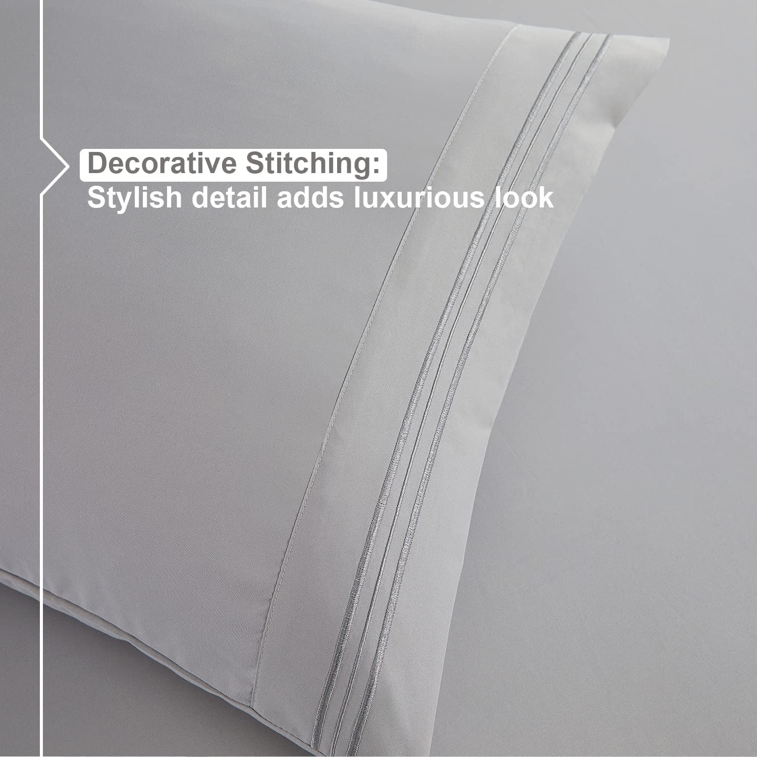 Nestl Twin Sheets Set - 3 Piece Twin Bed Sheets, Double Brushed Twin Sheet Set, Hotel Luxury Bed Sheets Twin Size, Extra Soft Light Grey Sheets, Twin Size Bed Set Light Grey Twin