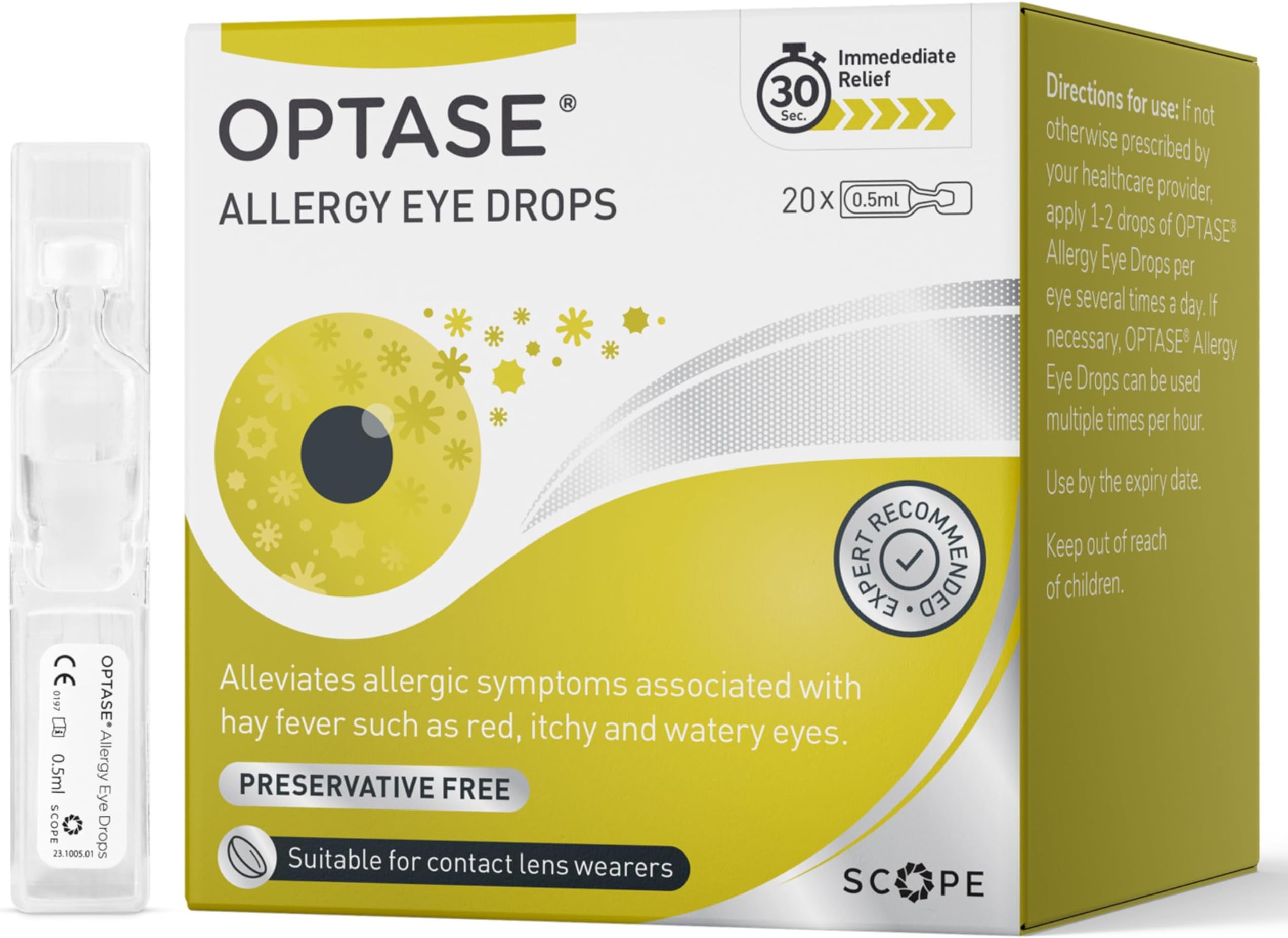 Allergy Eye Drops – A Unique Formulation for Hayfever and Allergic Symptoms Such as Red, Itchy & Watery Eyes – 20 Single 0.5ml Doses