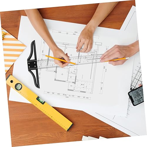 Miniatura 9 de iplusmile Regla cuadrada en T acrílica, herramienta de dibujo y diseño cuadrado en T, regla de medición en T para carpintería, dibujo, arquitectura,