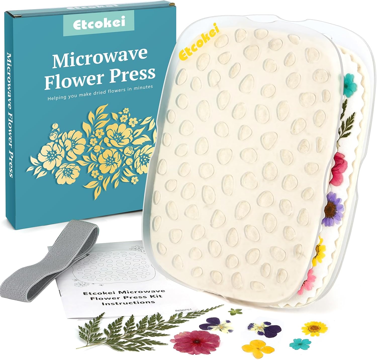 Etcokei Microwave Flower Press Kit, Quick Flower Pressing