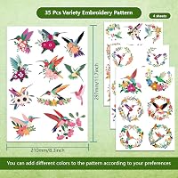 FREEBLOSS 35 db Vízben Oldódó Öntapadós Hímzőalátét - Kolibri és Virág Mintákkal Ruhák Díszítéséhez, 21x29,7 cm 2
