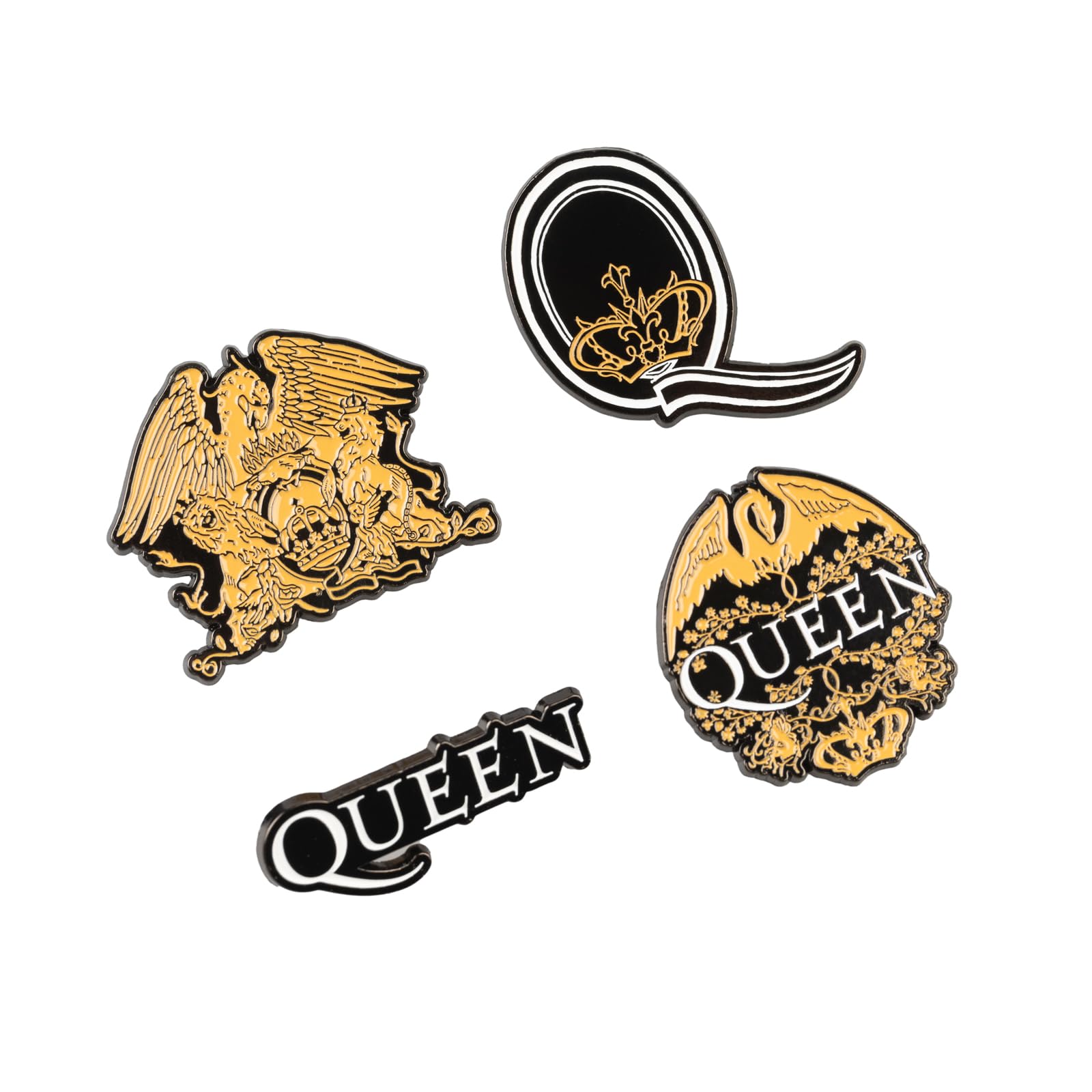 Grupo Erik Set of 4 Enamel Pins - Queen Merchandise Band | Cute Pin Badges, Bag Pins | Queen Gifts under 15 Pounds, Music Gifts for Men