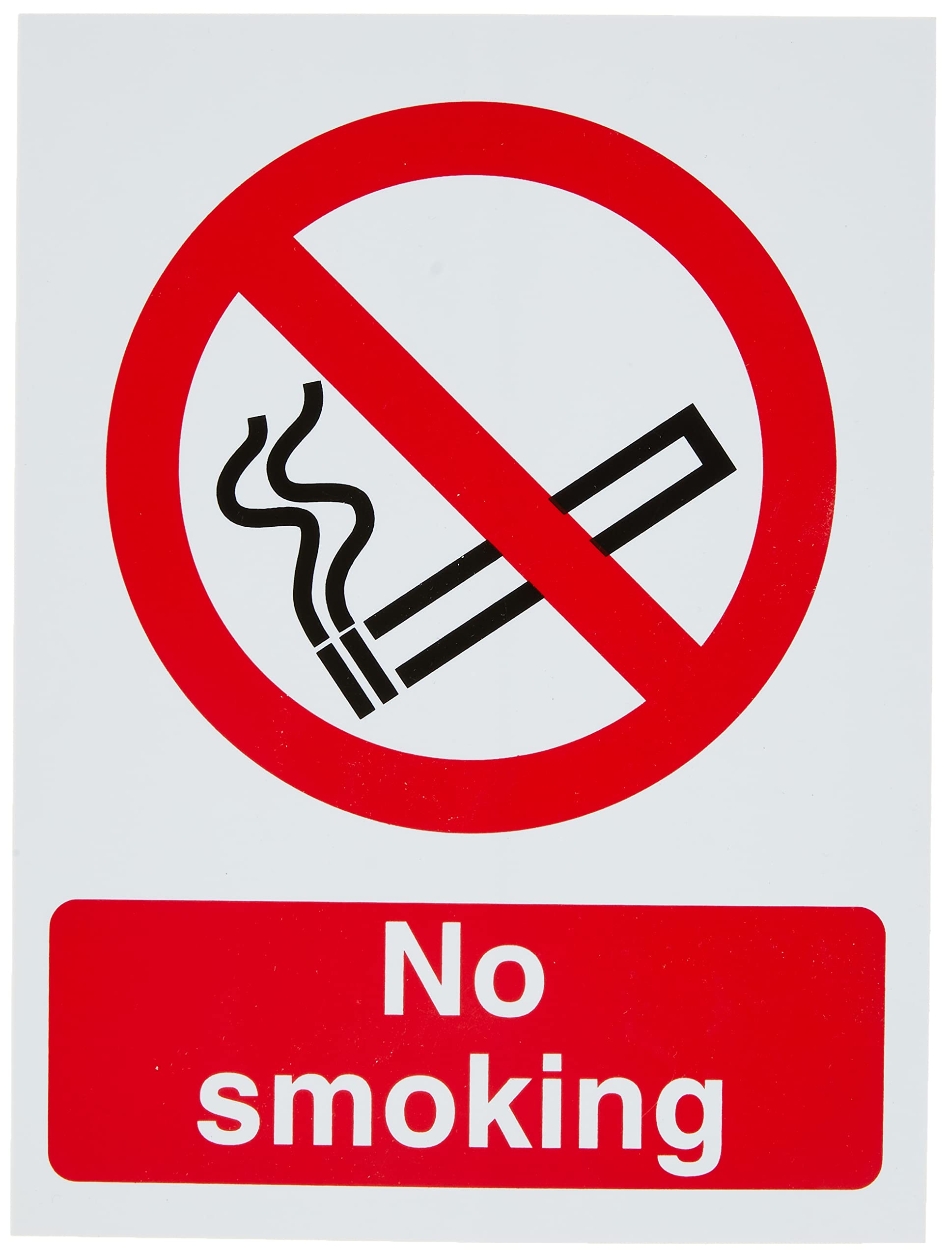 Seco No Smoking Sign, A4 (200mm x 300mm) - 1mm Semi Rigid Plastic, Black/Red/White