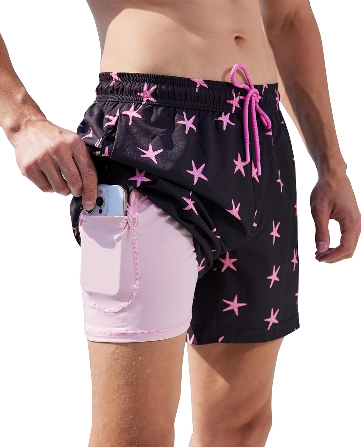 Mens Swim Trunks with Compression Liner 5 Inch Inseam Swimming Trunks Shorts for Men - Image 2