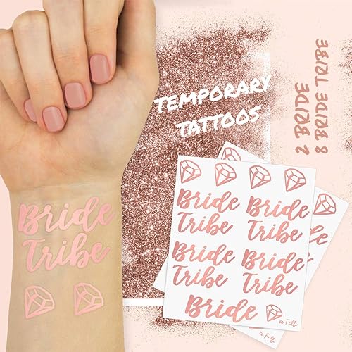 Miniatura 4 de xo Fetti Kit de decoraciones de fiesta de despedida de soltera decoraciones de oro rosa con brillantina - Suministros de despedida de soltera banda