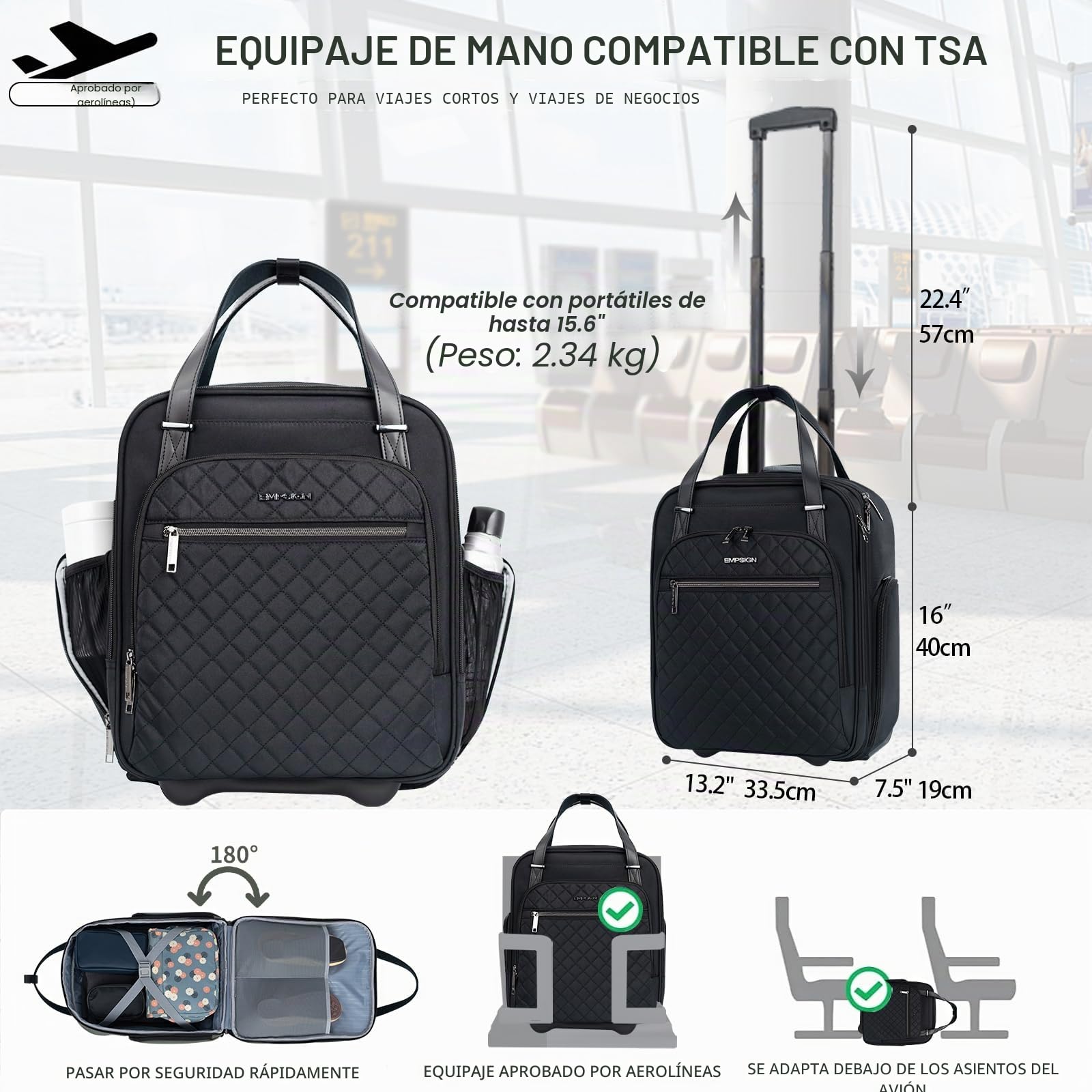 EMPSIGN Maleta De Viaje Carry On 20" de Mano Cabina Rígida