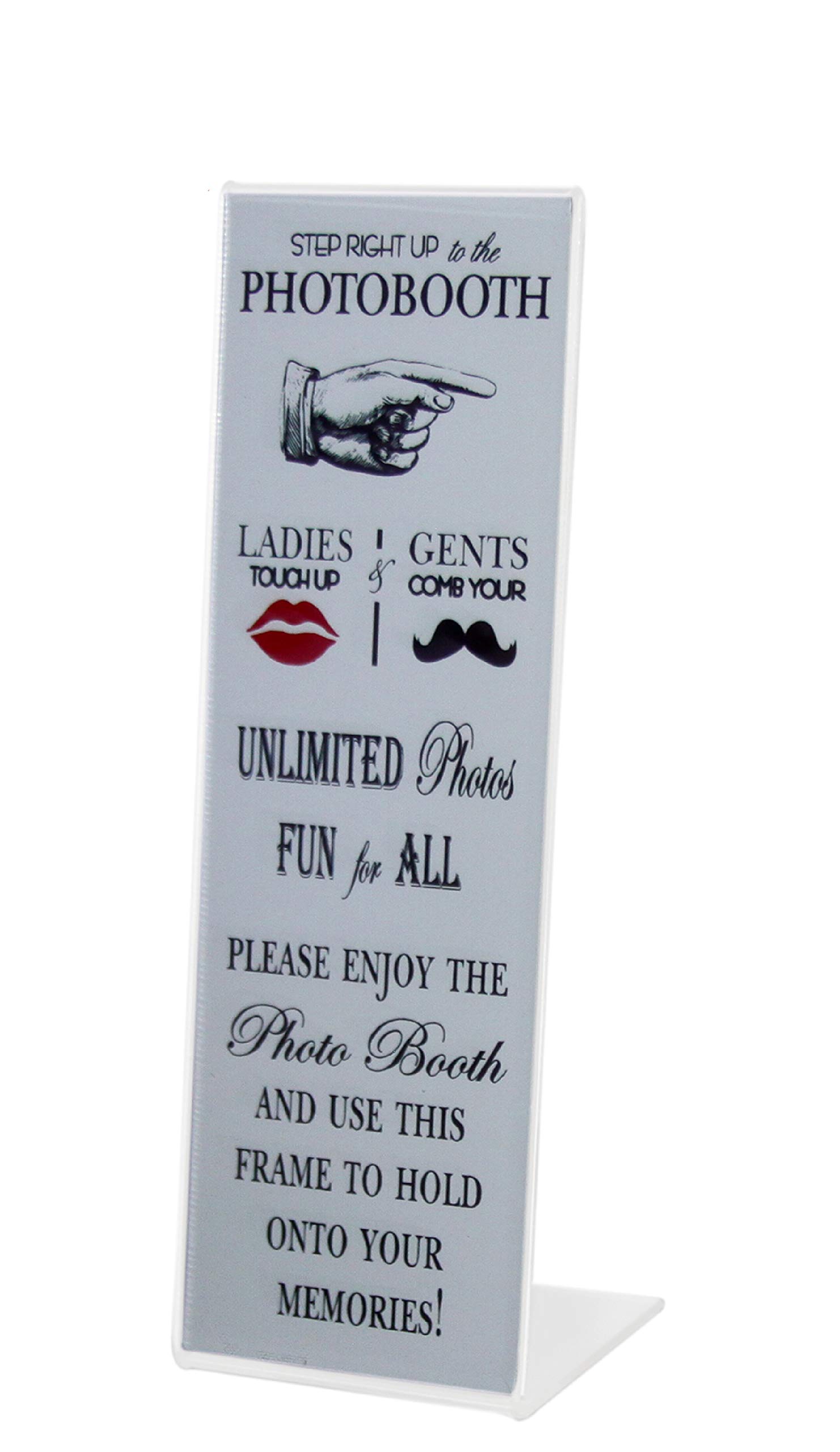 Photo Booth Nook 25 2X6 Slanted Acrylic Picture Frames with Inserts, Plastic Photobooth Strip Holder Stand Design, Table Top Style Frame for Wedding, Grad Party, Baby Shower Display- Vertical