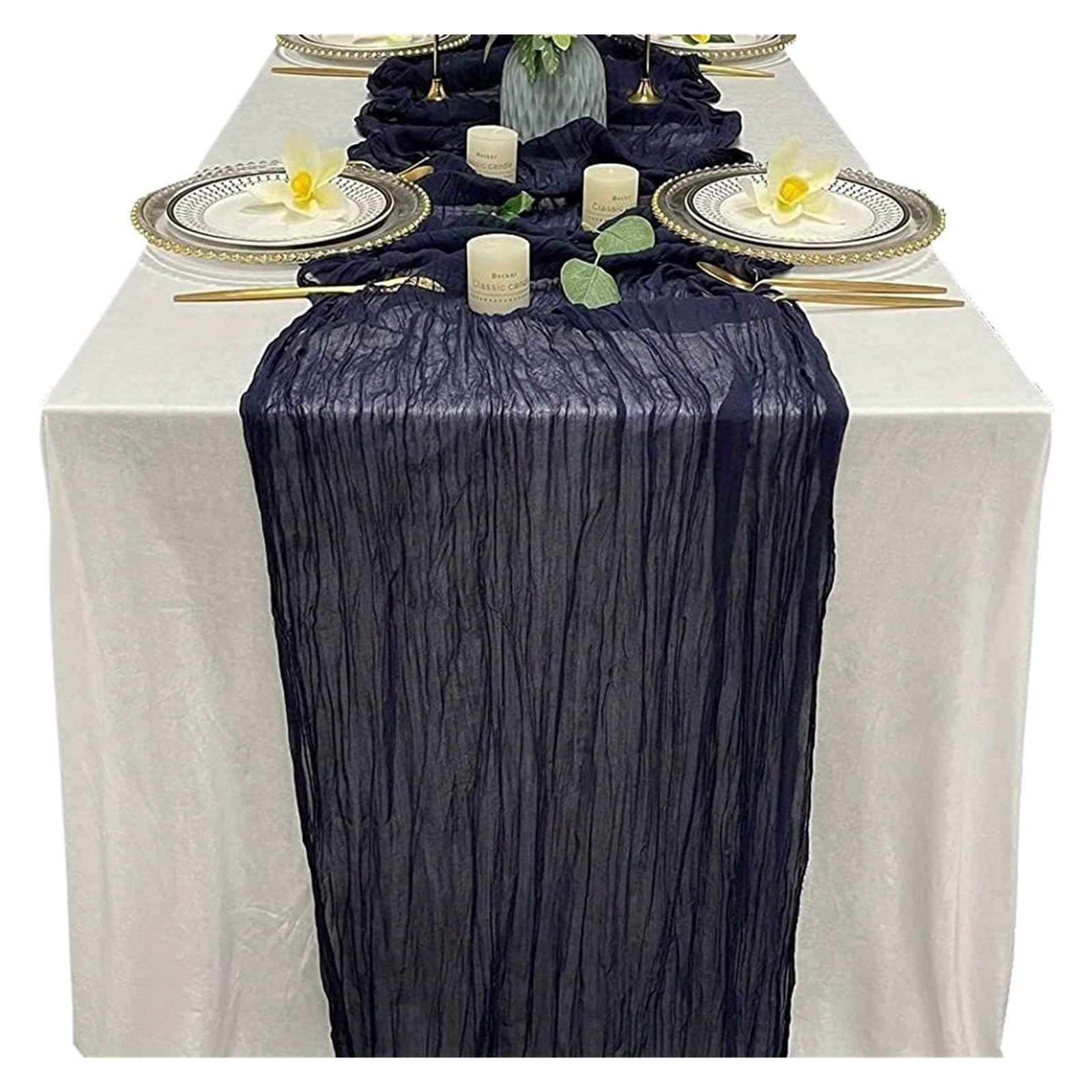 Chiffon Table Runner Striped Table Runner - & Versatile Decor For Holidays, Celebrations, & Home(Black,90x300cm)