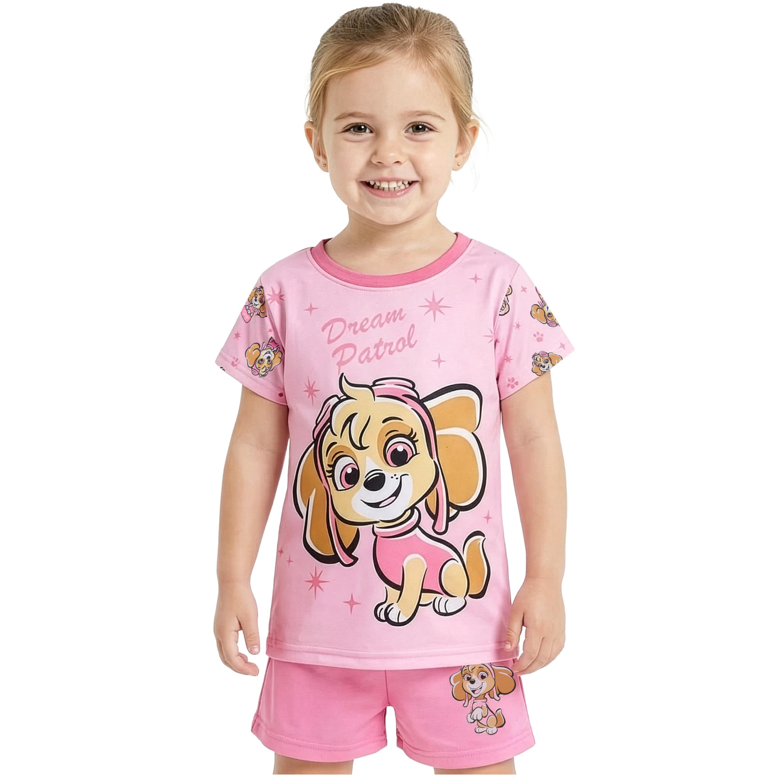 Get Trend Girls Multi Paw Patrol Paw Patrol Pyjamas Set For & Toddlers 2-6 Yrs, Crew Neck T-Shirt & Pj Shorts, Two-Piece Soft Breathable Loungewear (2-3 Years, )