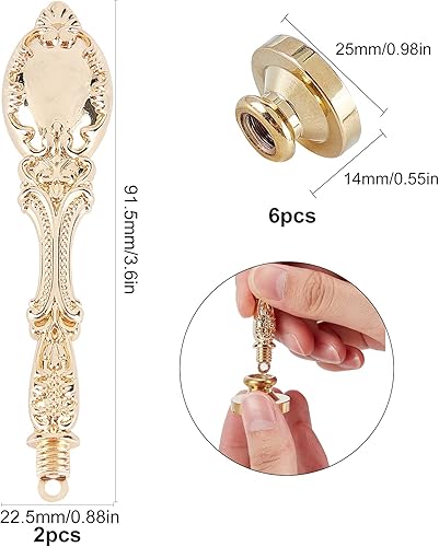 Miniatura 2 de CRASPIRE Juego de 6 sellos de cera de la serie Moon Sun, cabezales de latón + 2 asas de aleación con una caja de regalo, kit de latón retro vintage