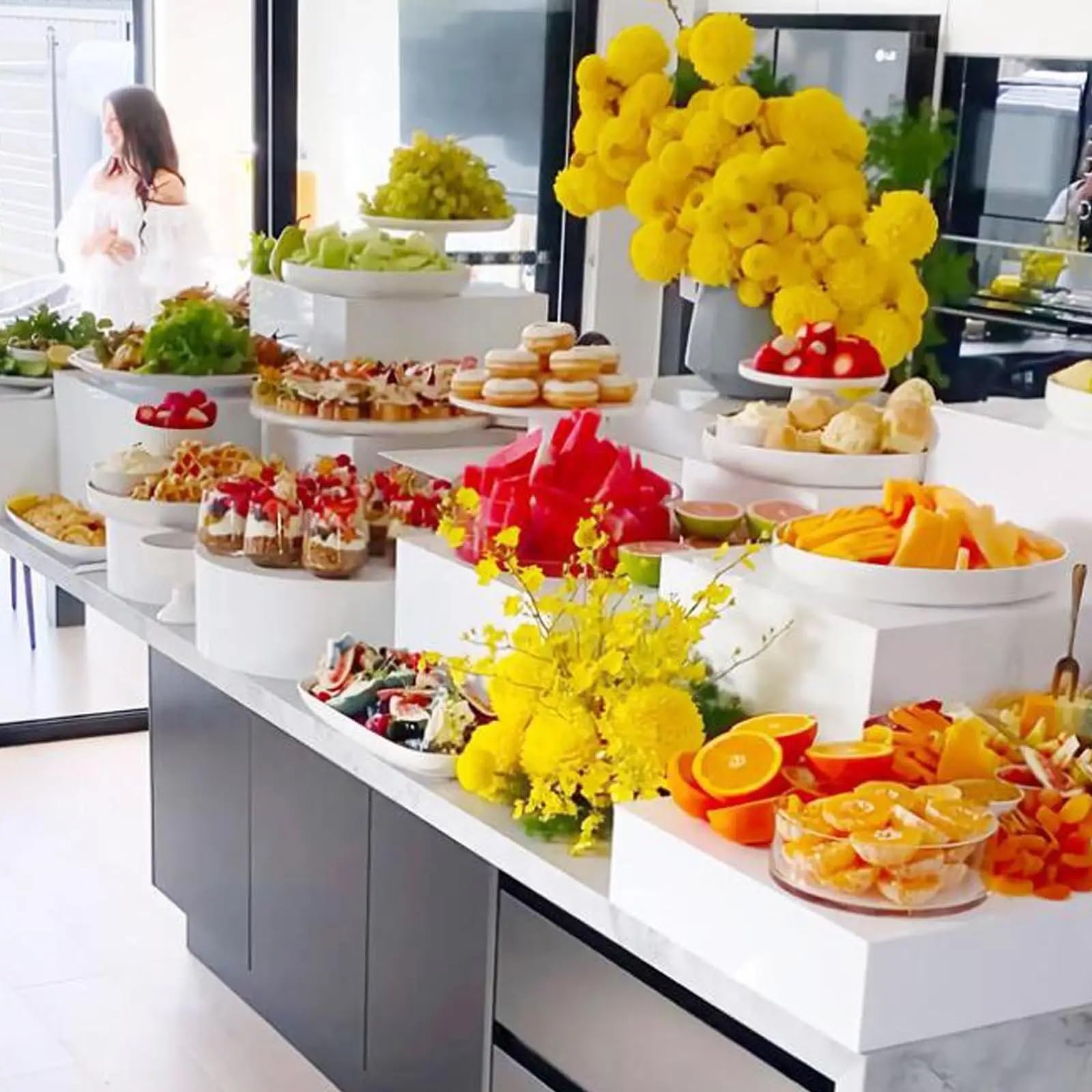 Soporte para bufé 6 piezas de elevadores caja exhibición cubo for mesa buffet, soporte , elevador alimentos for , joyas, postres, cosméticos, catering(Black)