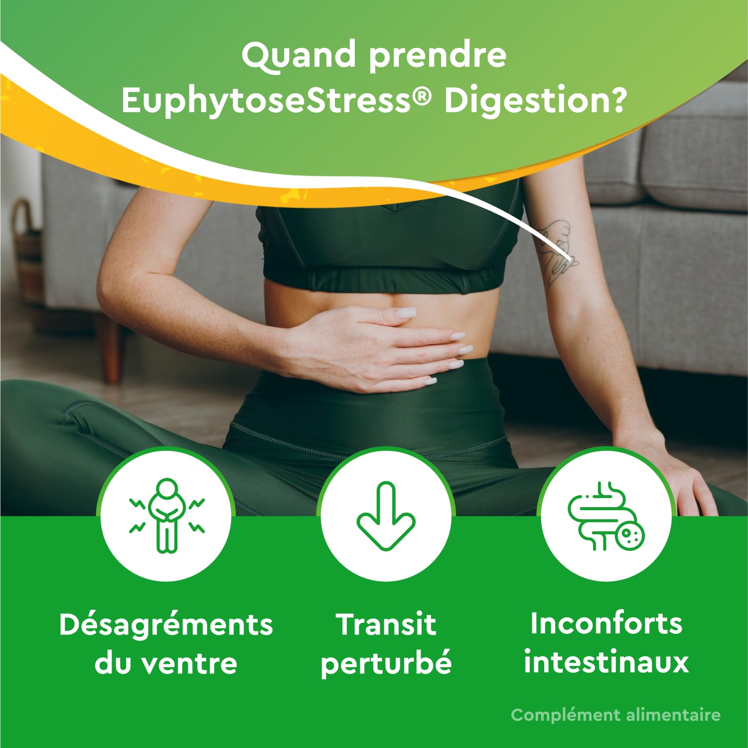 Euphytose Digestion & Anti Stress - Double Action Infoncort Intestinal & Anti Stress Adulte - Complément Alimentaire - Probiotique Flore Intestinale & Détox - Maxi Format 56 Gélules programme 1 Mois