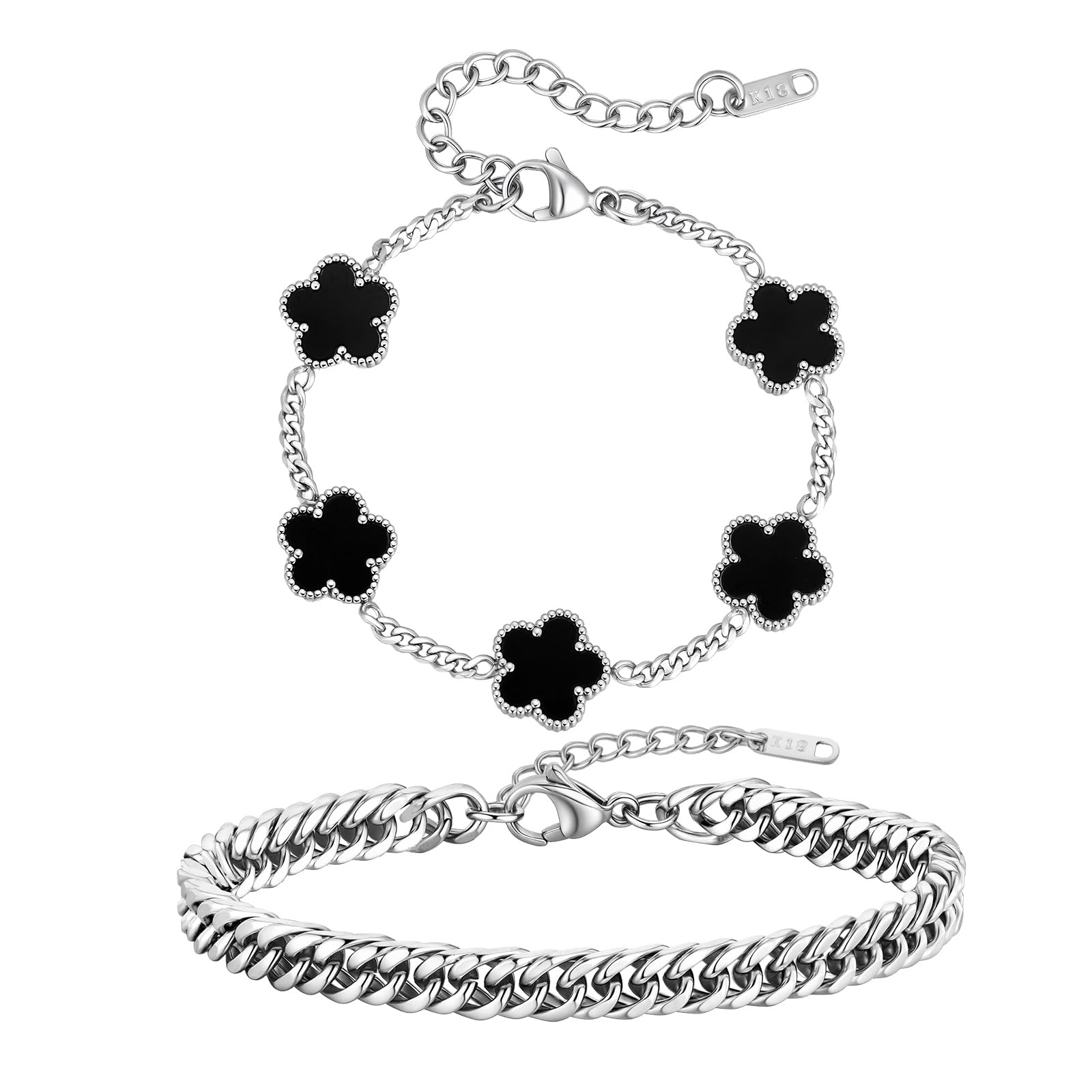 Amazon | VNOX 4つ葉のクローバーブレスレット 2個 男女兼用