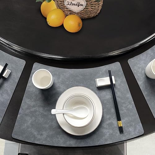 Juego de 6 manteles individuales lavables de cuero sintético grueso, resistente al calor, impermeable, antideslizante, fácil de limpiar, para