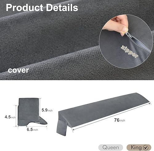 Miniatura 6 de Vekkia Almohada de cuña de camaalmohada de cabecerocuña de almohada para espacio de cabecerorelleno de huecos de cama, espacio cercano (0-3.5