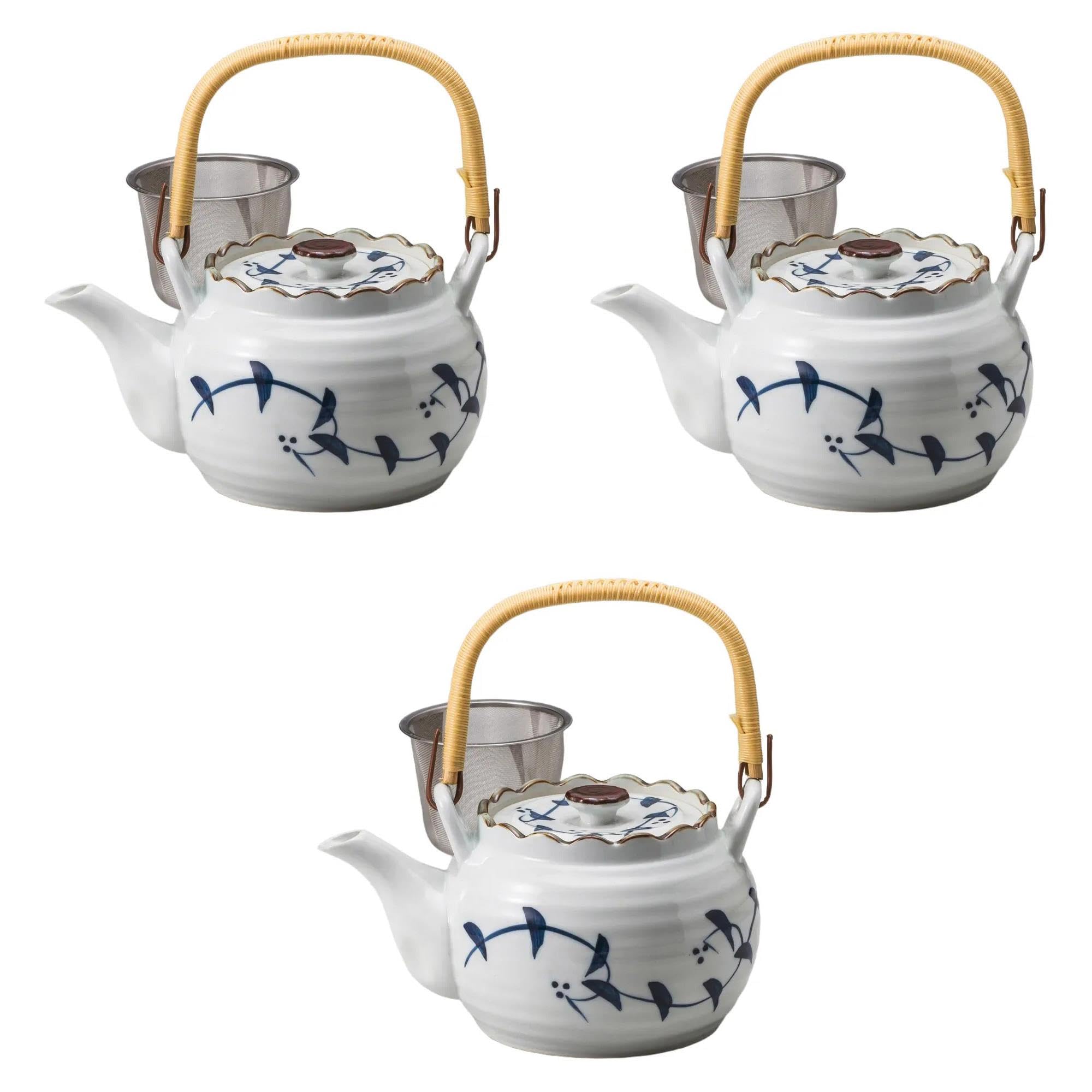 Set of 3, Somotsuke Arabesque U 6 Earthenware Pot, 6.5 x 4.5 inches (850 cc), 5.5 x 4.5 inches (14 x 11.5 cm), Setomonohonpo