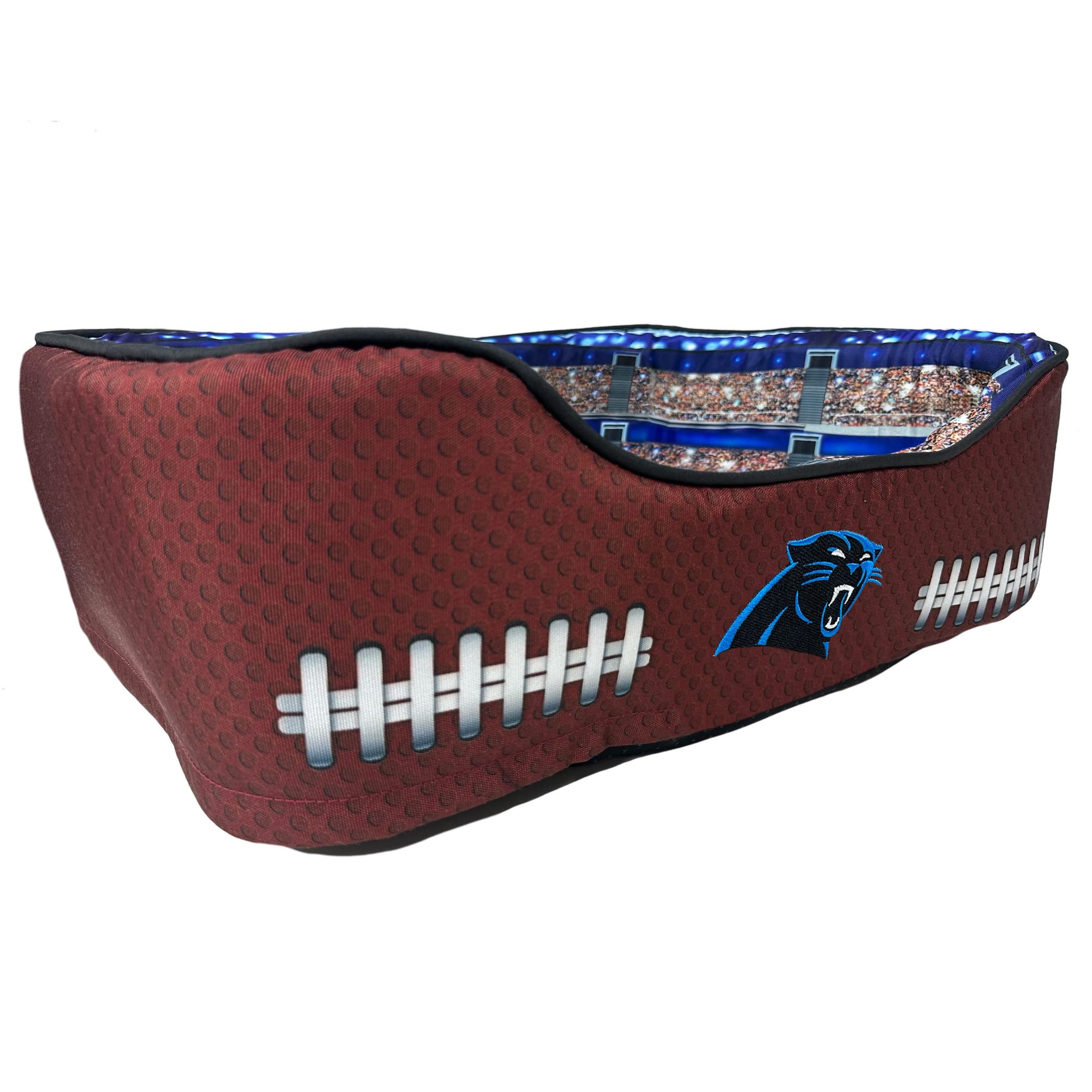 NFL Carolina Panthers Stadium Dog Bed, Pet Pillow Bed for Dogs, Sporty Football Dog Bed and Lounge Cushion