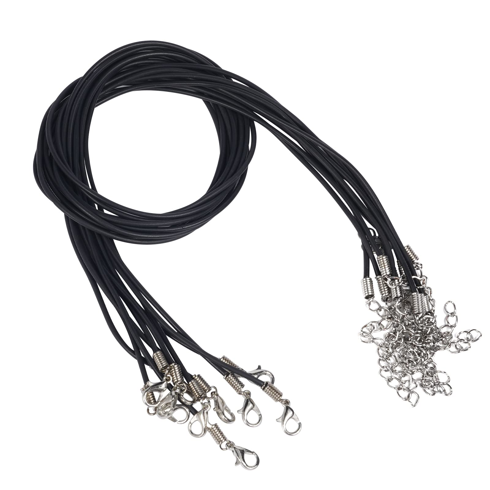 ORYOUGO50PCS Imitation Leather Cord Necklace Cord Bulk with Lobster Clasp, DIY Jewelry Cord & Necklace Making Cord Black SGVGBB