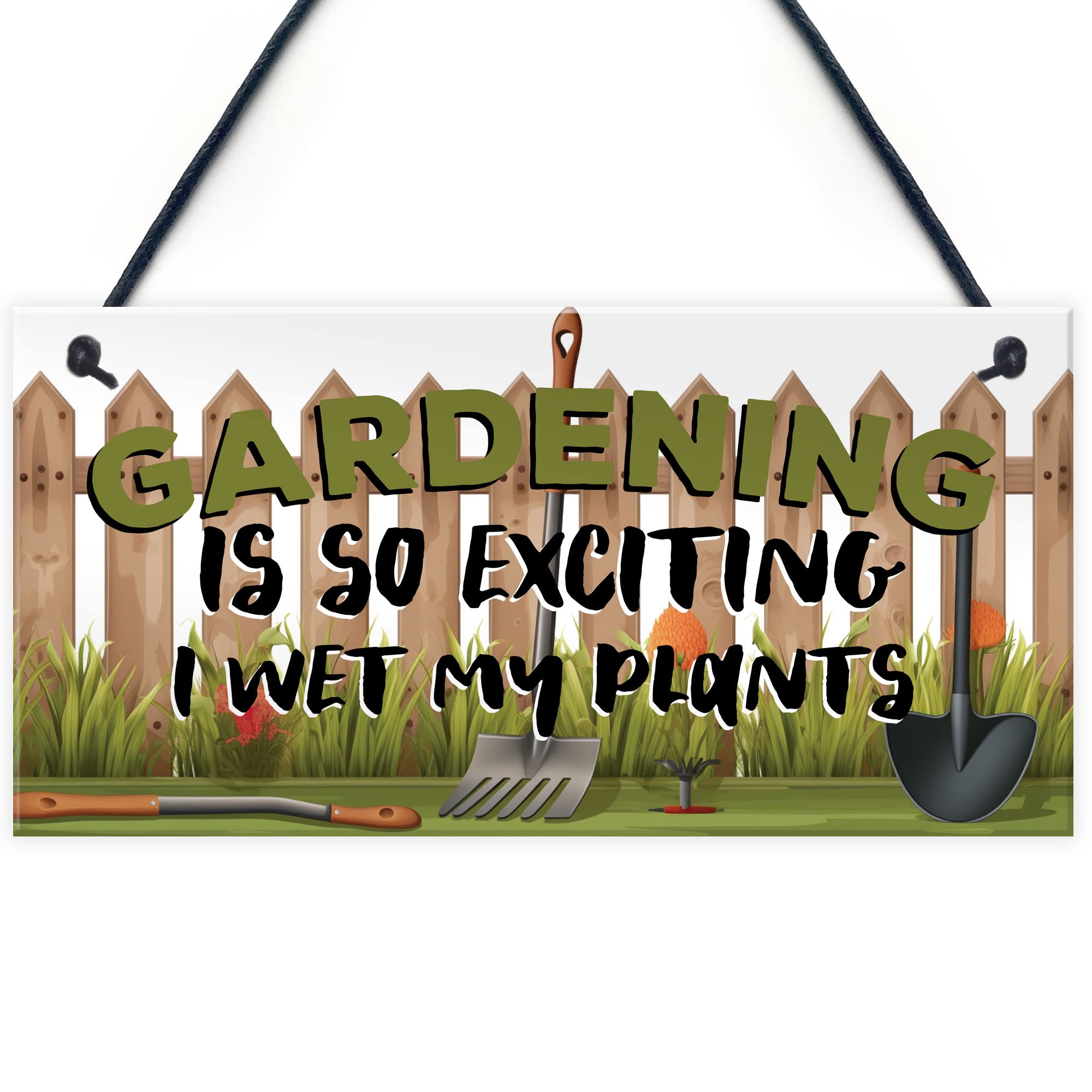 Red Ocean Gardening Plaque So Exciting I Wet My Plants Funny Novelty Garden Shed Sign Summerhouse Sign Friendship Gift