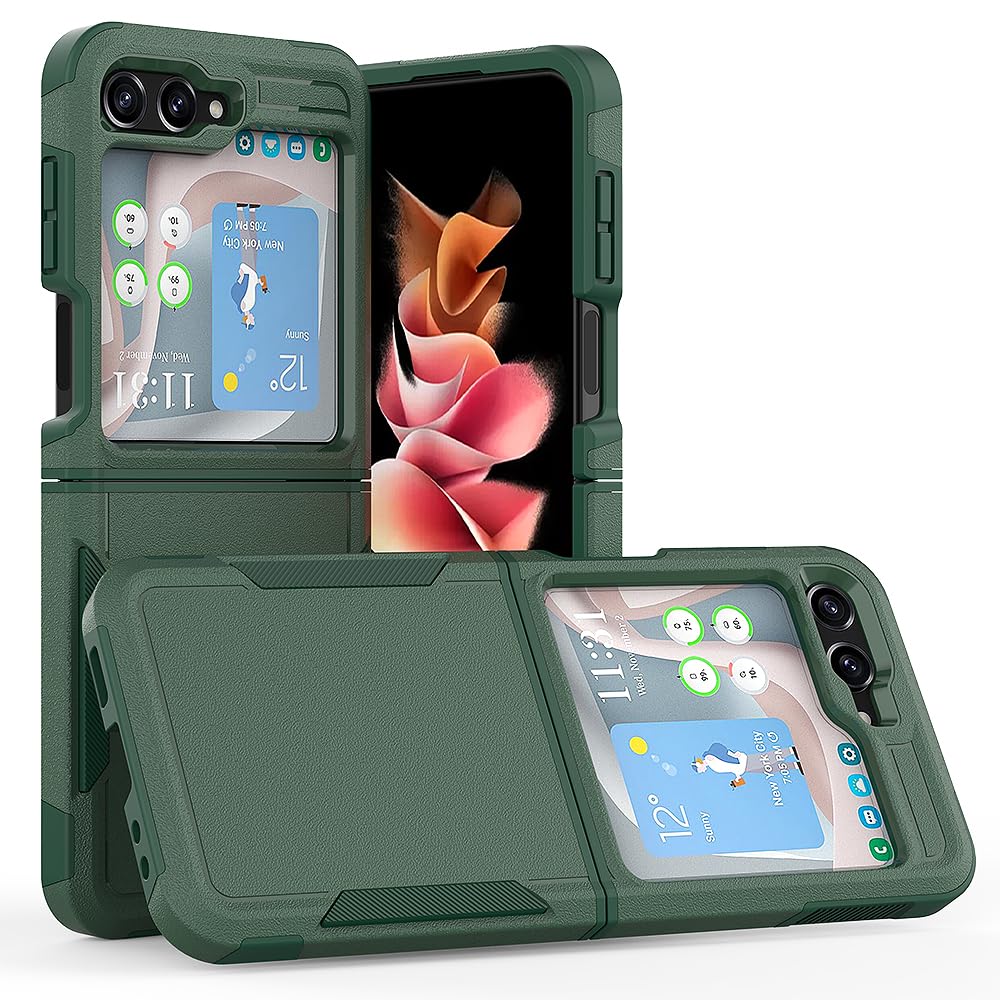 WOGROO Case for Samsung Galaxy Z Flip 5, Shockproof, Strong and Durable Phone Protective Case - Green