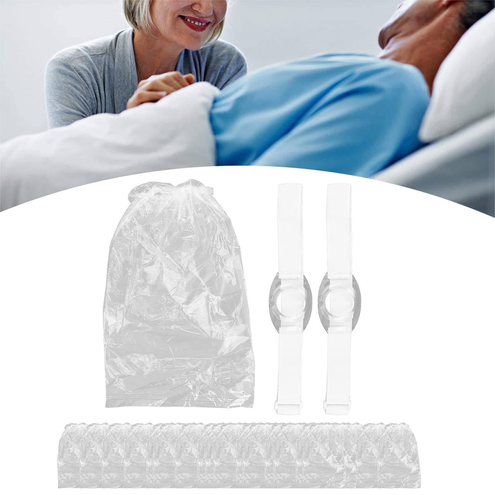 Ceinture de stomie en silicone, 80 sacs jetables, 2 anneaux de barrière pour stomie + 80 sacs de colostomie jetables, pas d'irritation de la peau