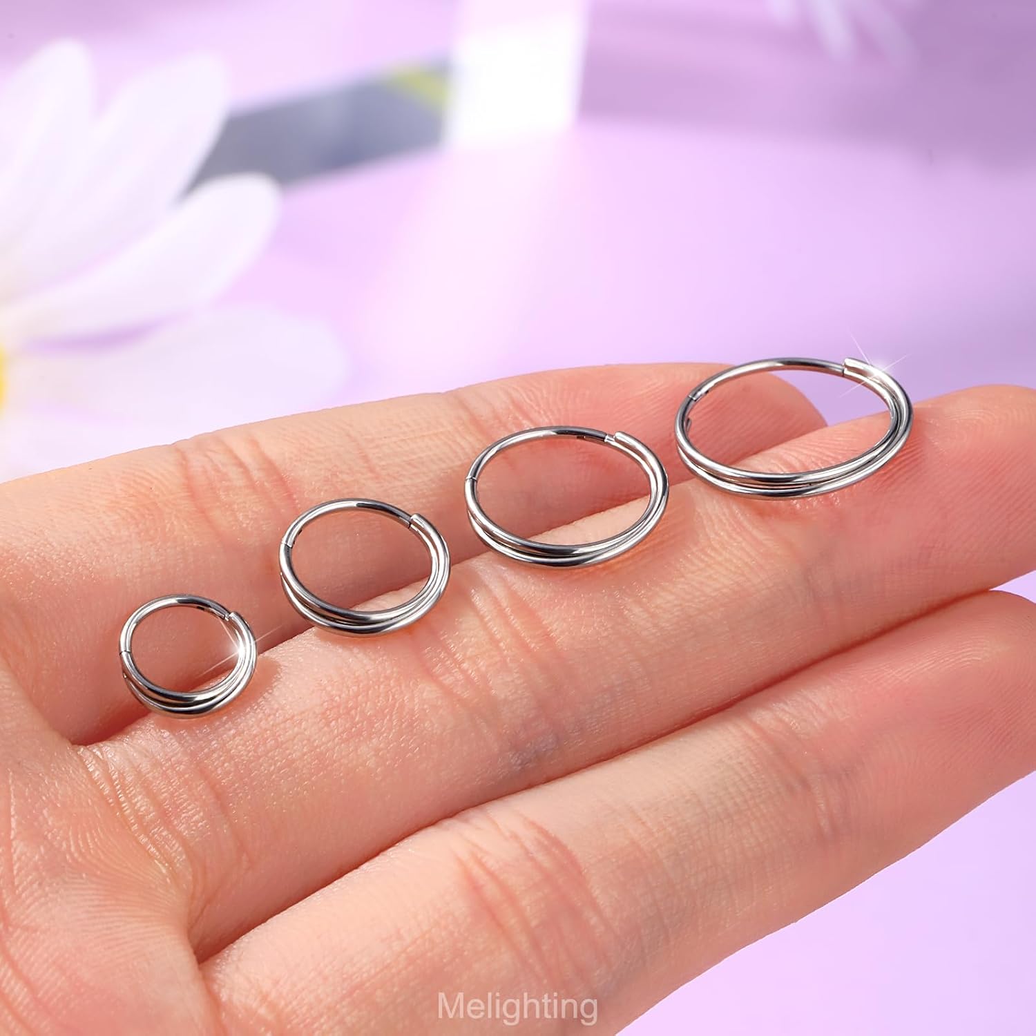 Melighting 16G Double Helix Ring Hoop 316L Surgical Steel Hinged Segment Clicker Nose Cartilage Daith Tragus Rook Conch Earring Lip Piercing Jewelry 6/8/10/12 mm - Image 3