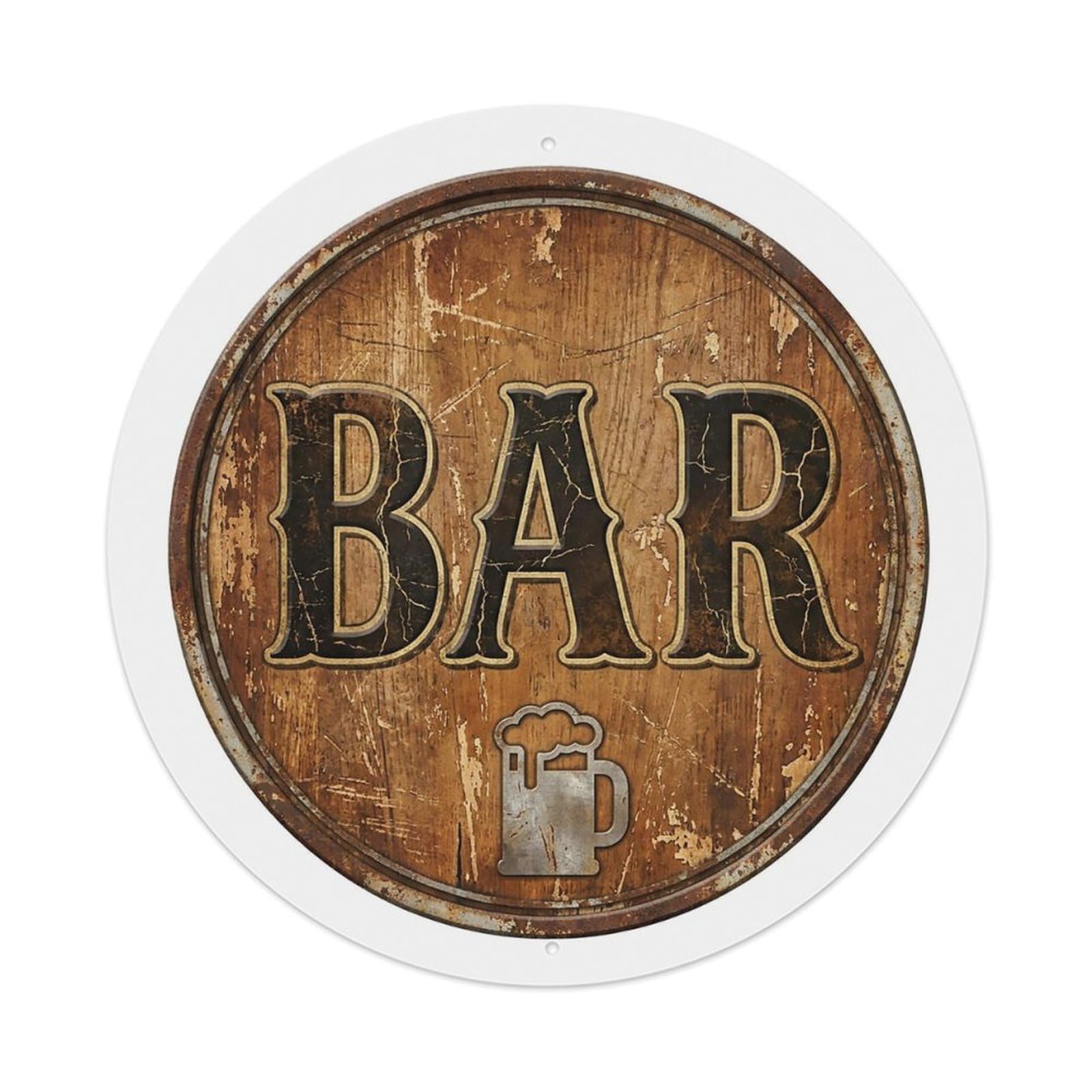 Vintage Beer BAR Wood Grain Retro for Pub Metal Tin Sign