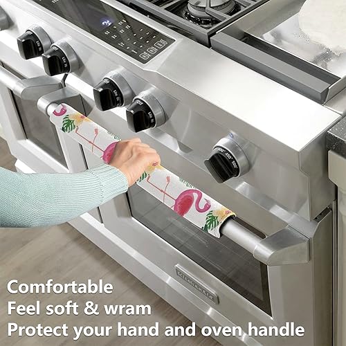 Miniatura 3 de Emelivor Flamingos - Juego de 2 fundas para manija de puerta de refrigerador, manijas lavables para nevera, horno, microondas, lavavajillas,