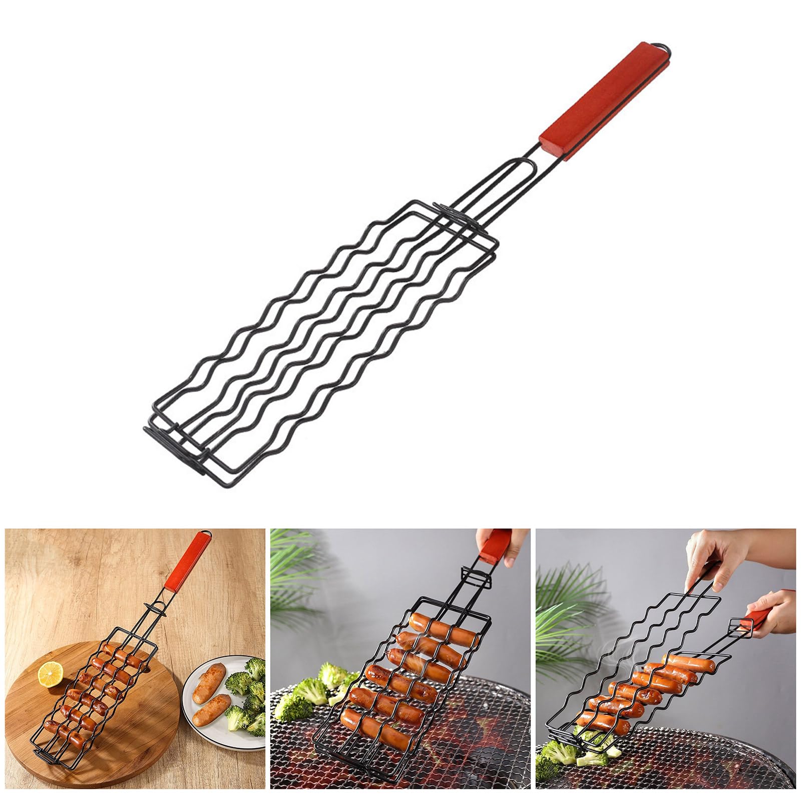 EXCBIOZ Heavy Duty Hot Dogs Barbecue Rack Convenient Stainless Steel Hot Dogs BBQ Rack for Efficient Grilling Experience
