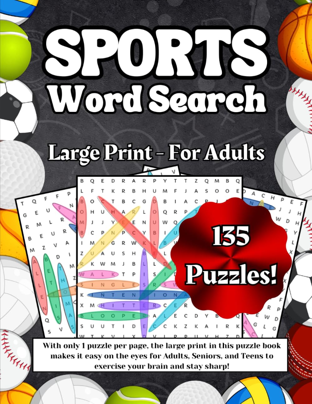 Sports Word Search: Large Print Word Search Activity Book to Keep Adults, Seniors, and Teens Busy and Engaged with Fun Puzzles Based on Sports!