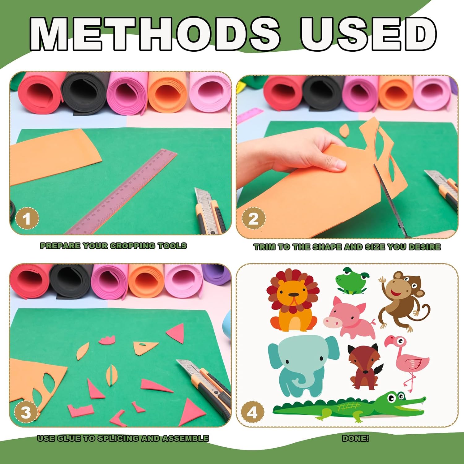 TANEMUDO 10 Pcs Craft Foam Sheet Roll in 10 Colors, 49"x13" Colorful EVA Foam Sheet for DIY Craft Roll in Classroom, Bulletin Board, Christmas,and Cosplay Costume (2 mm Thick,Classic Colors)