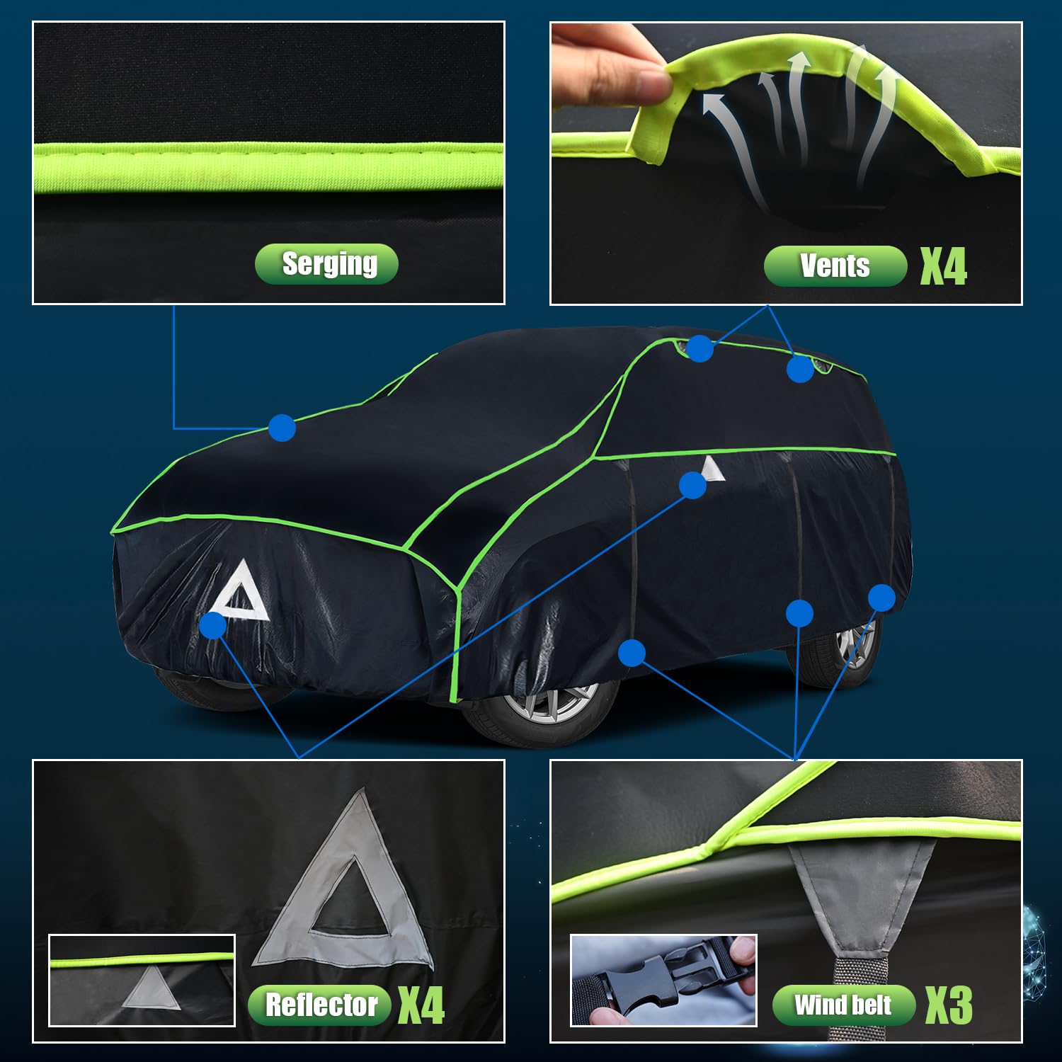 Copertura Antigrandine per SUV Cowtcver, Garage Anti-grandine per Auto da Esterno con Parasole Separato, Telo Copriauto per Protezione da Grandine, Sole e Pioggia (4x4/Wagon: Fino a 460cm)