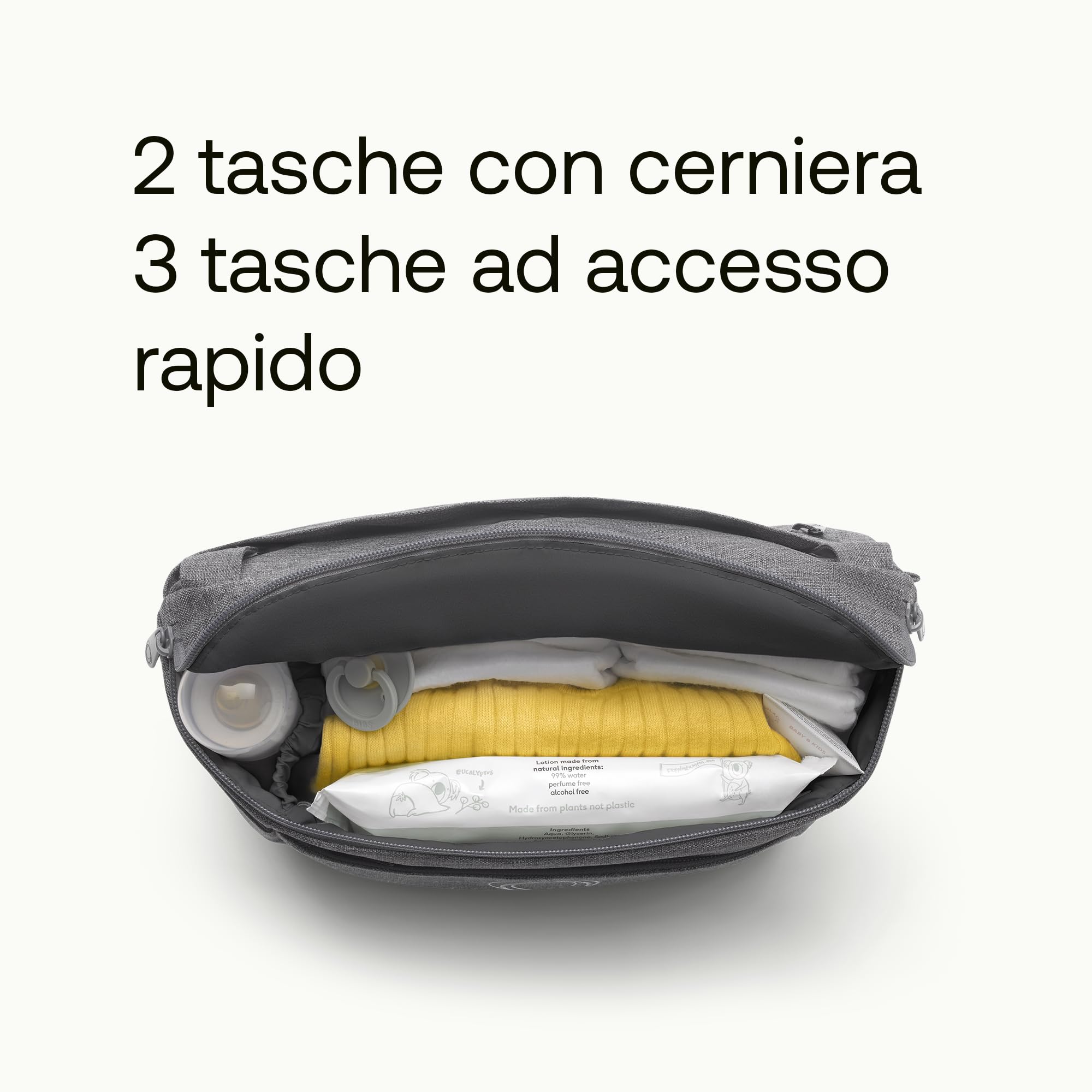 Bugaboo Organizer Multitasche Passeggino, Compatto e con Tasche Facili da Raggiungere, Accessorio Indispensabile per gli Oggetti Essenziali del Tuo Bambino, in Grey Melange