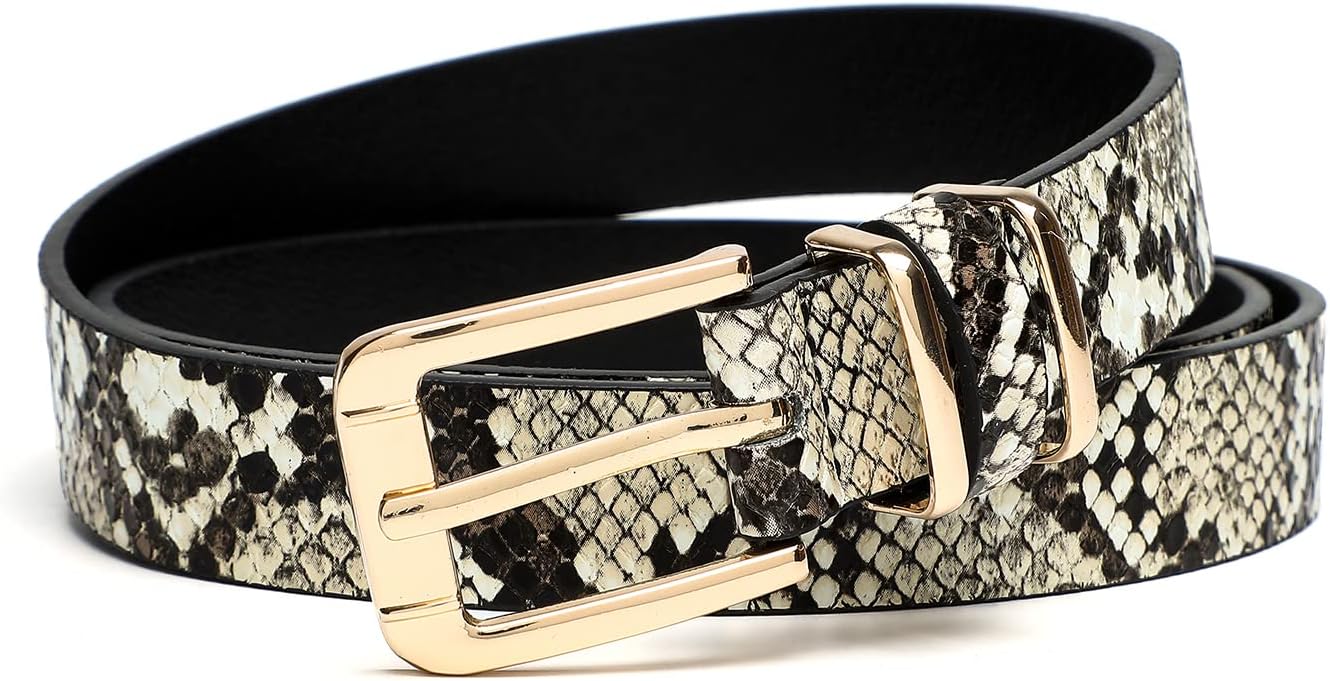 Women Waist Belts for Dresses Thin Black Skinny Leather Belts with Gold Pin Buckle - Image 4