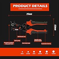 Vista 3 de Alicates perforadores de cinturón, herramienta perforadora de cuero para cinturones, correas de bolso y más precisión de varios tamaños