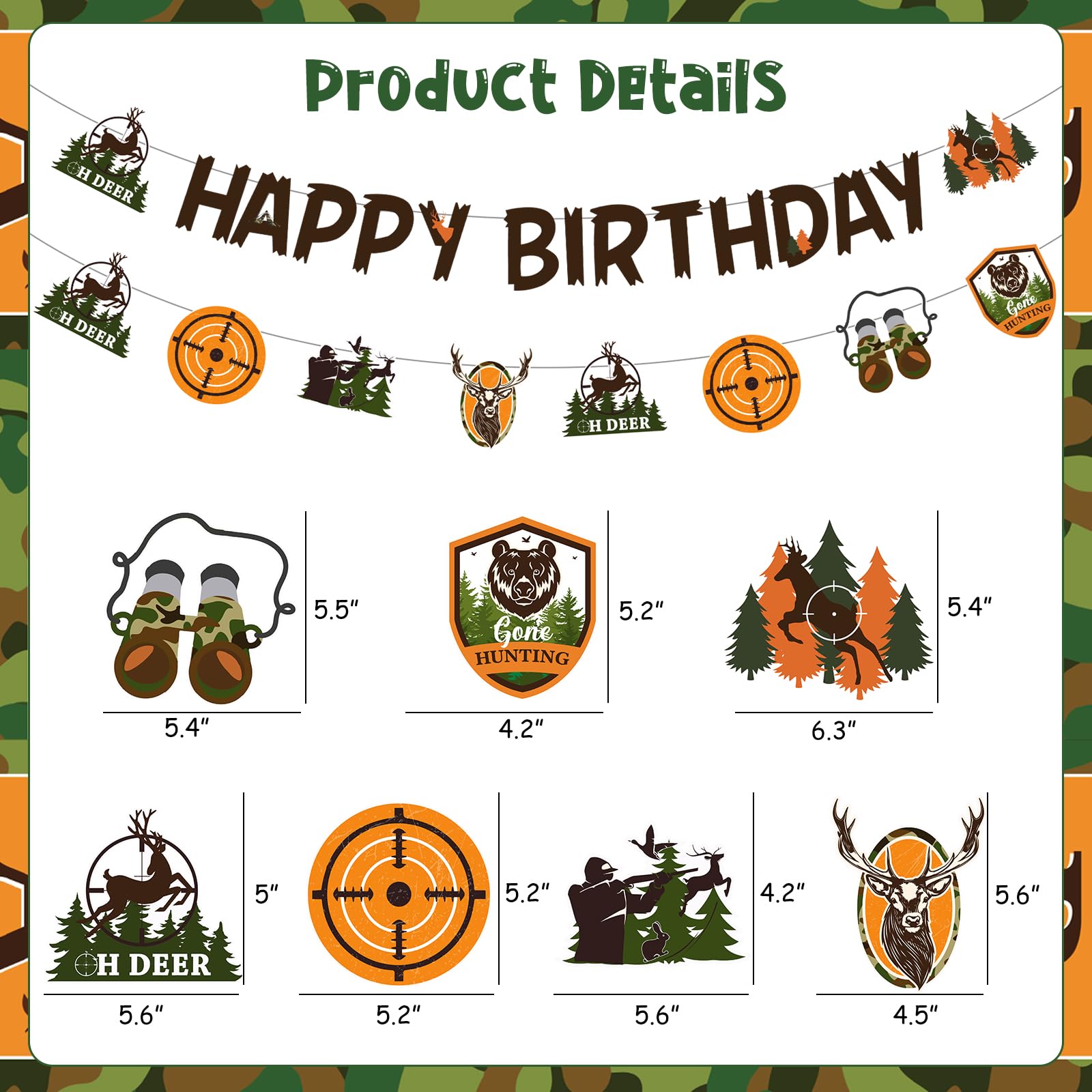 Jagd-Partyzubehör Set Für 20 Gäste – Inkl. Banner, Teller, Becher, Luftballons, Tischdecke – Für Camouflage-Geburtstagsfeier