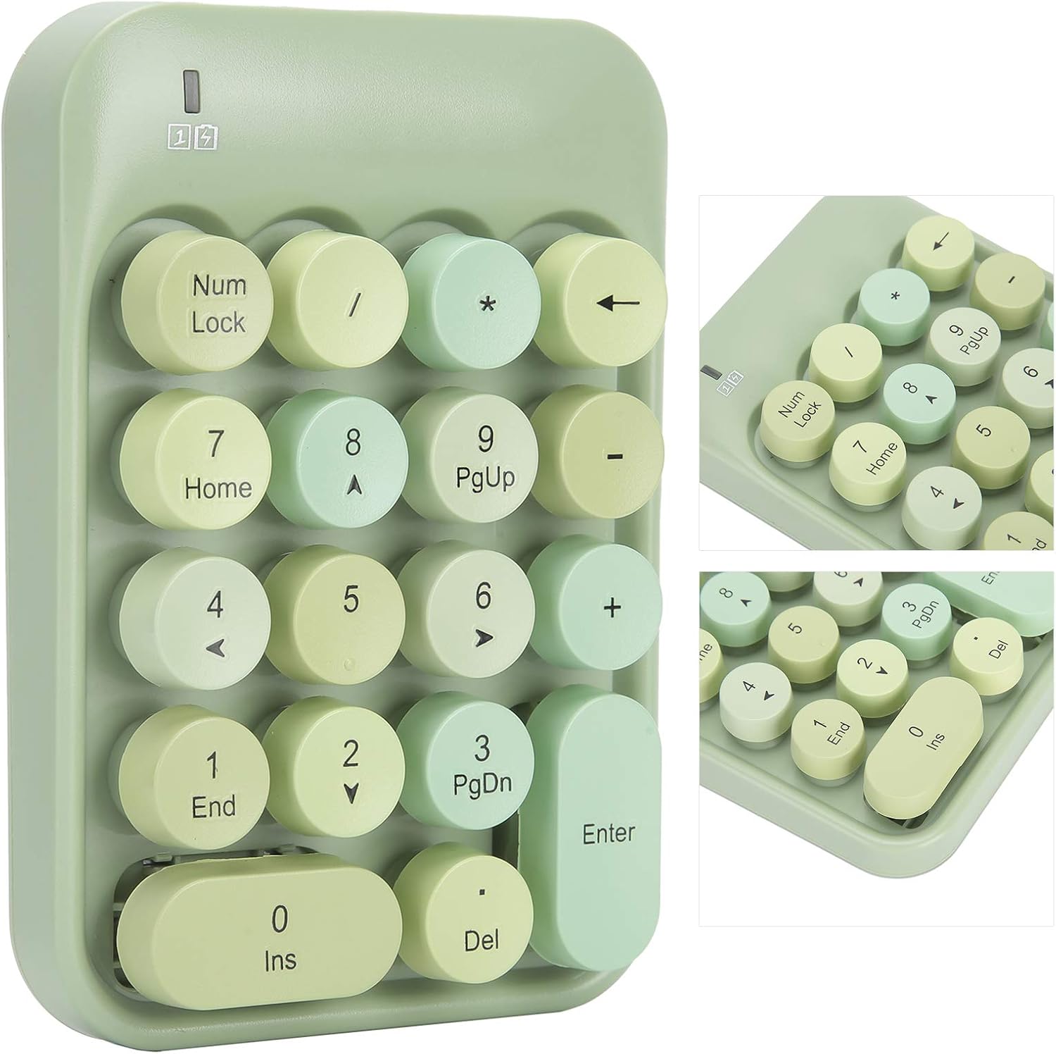 Pilipane Silent Typing,Wireless Numeric Keyboard, Longer Battery Life 2 4G Connection for Game Direction Switching Compact Numeric Keyboard, Number Pad for PC(Green)