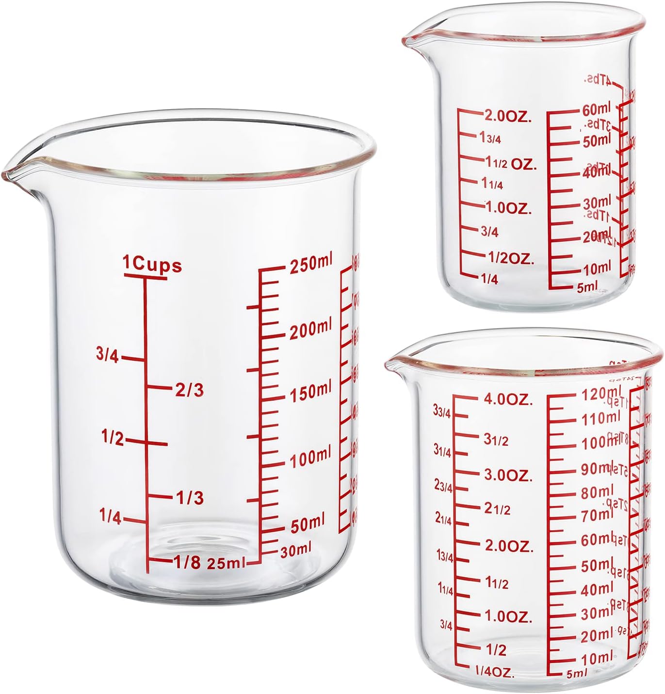 Ackers BORO3.3 High Borosilicate Glass Measuring Cup SetV